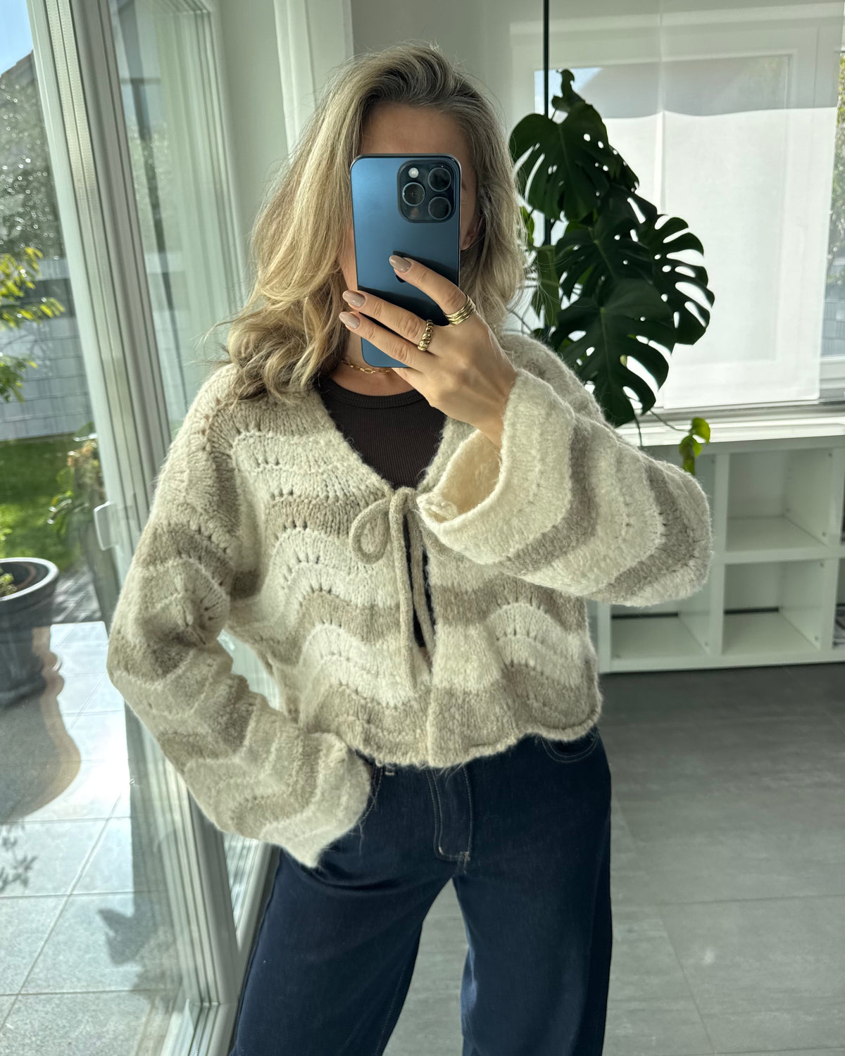 Cardigan mit Schleife WAVE beige