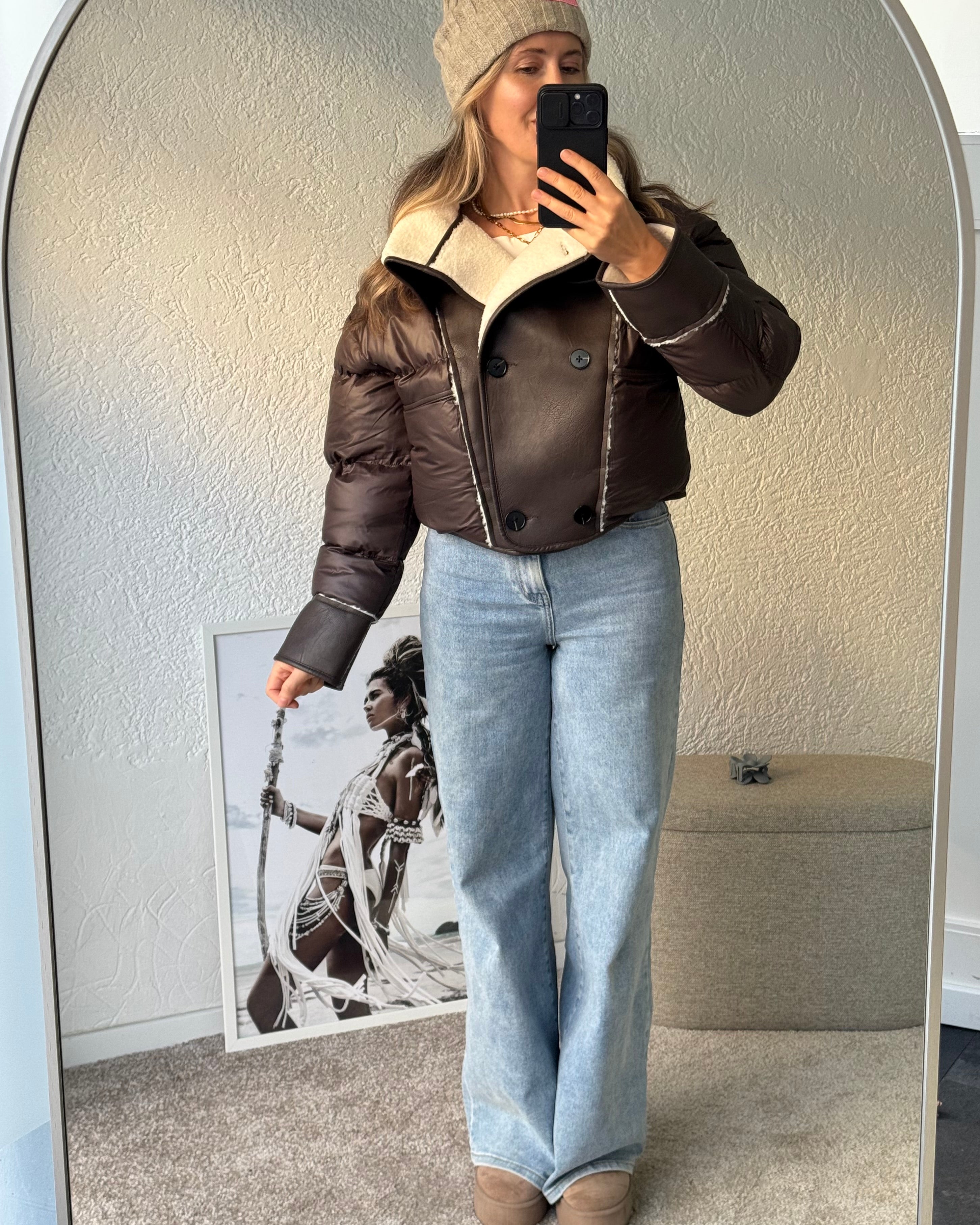 Jacke Material Collage braun