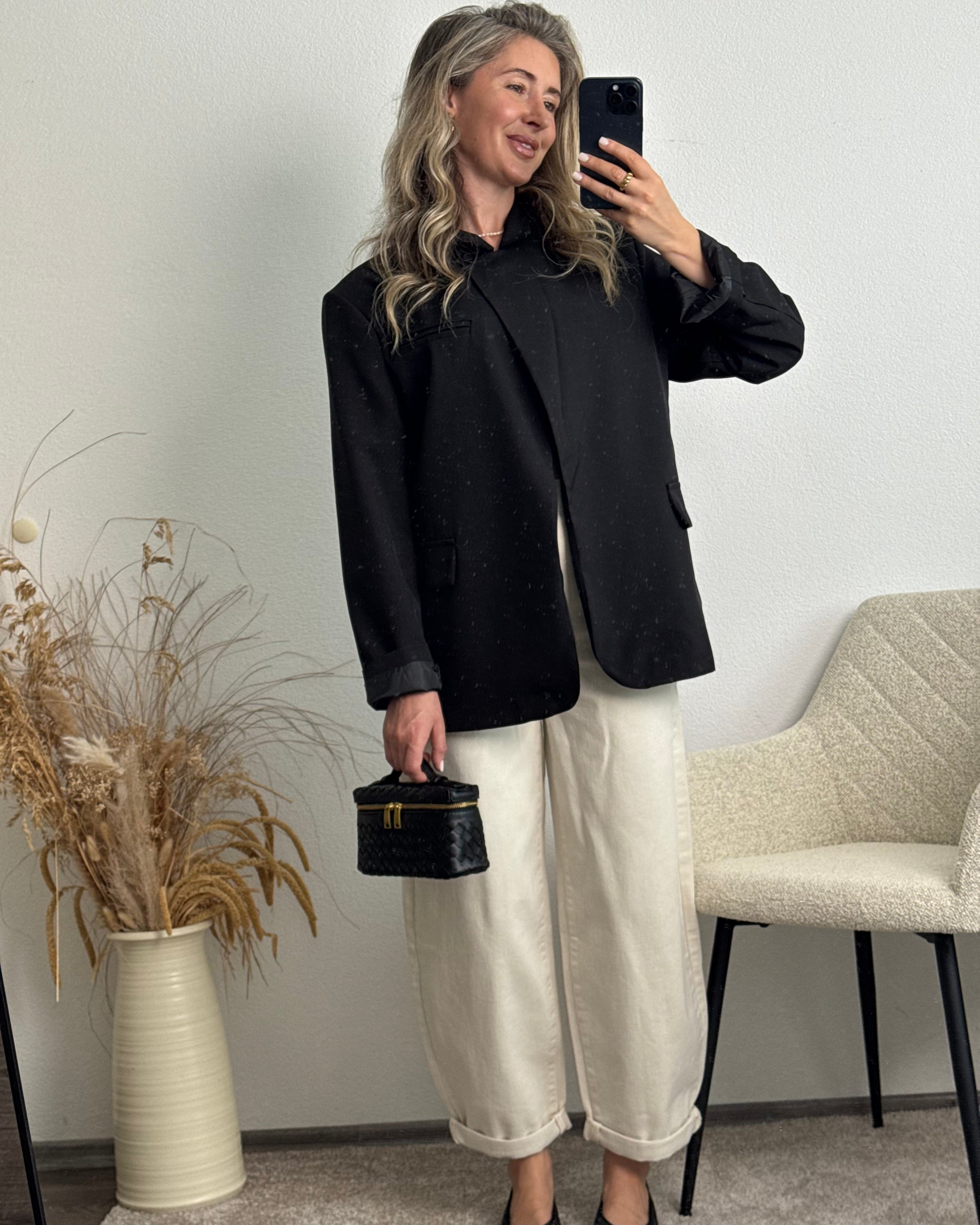 High Neck Blazer schwarz