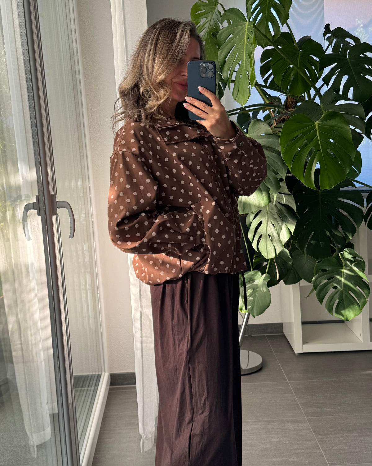 Bomberjacke Polka Dots Braun