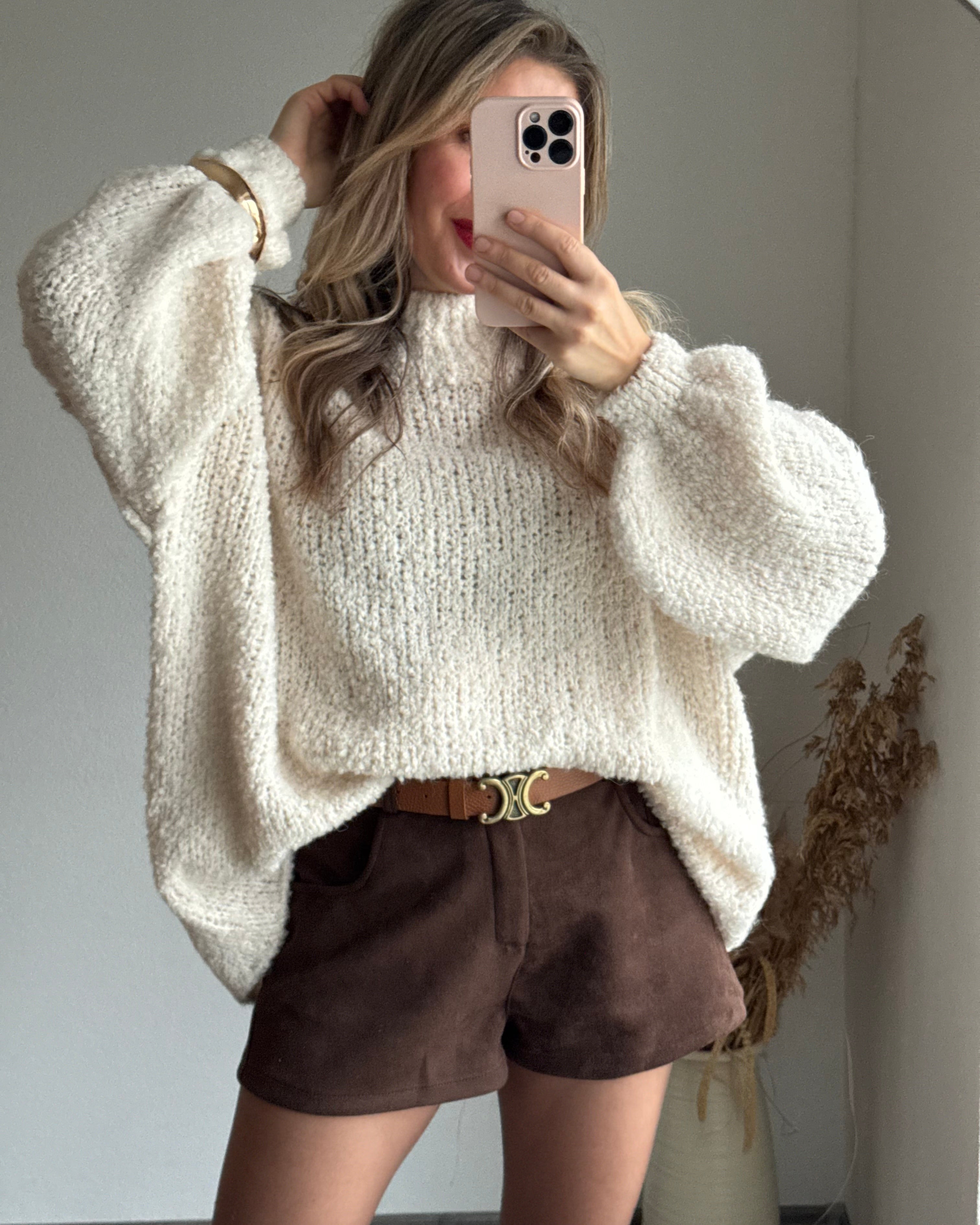 Bouclé oversize Pullover Creme