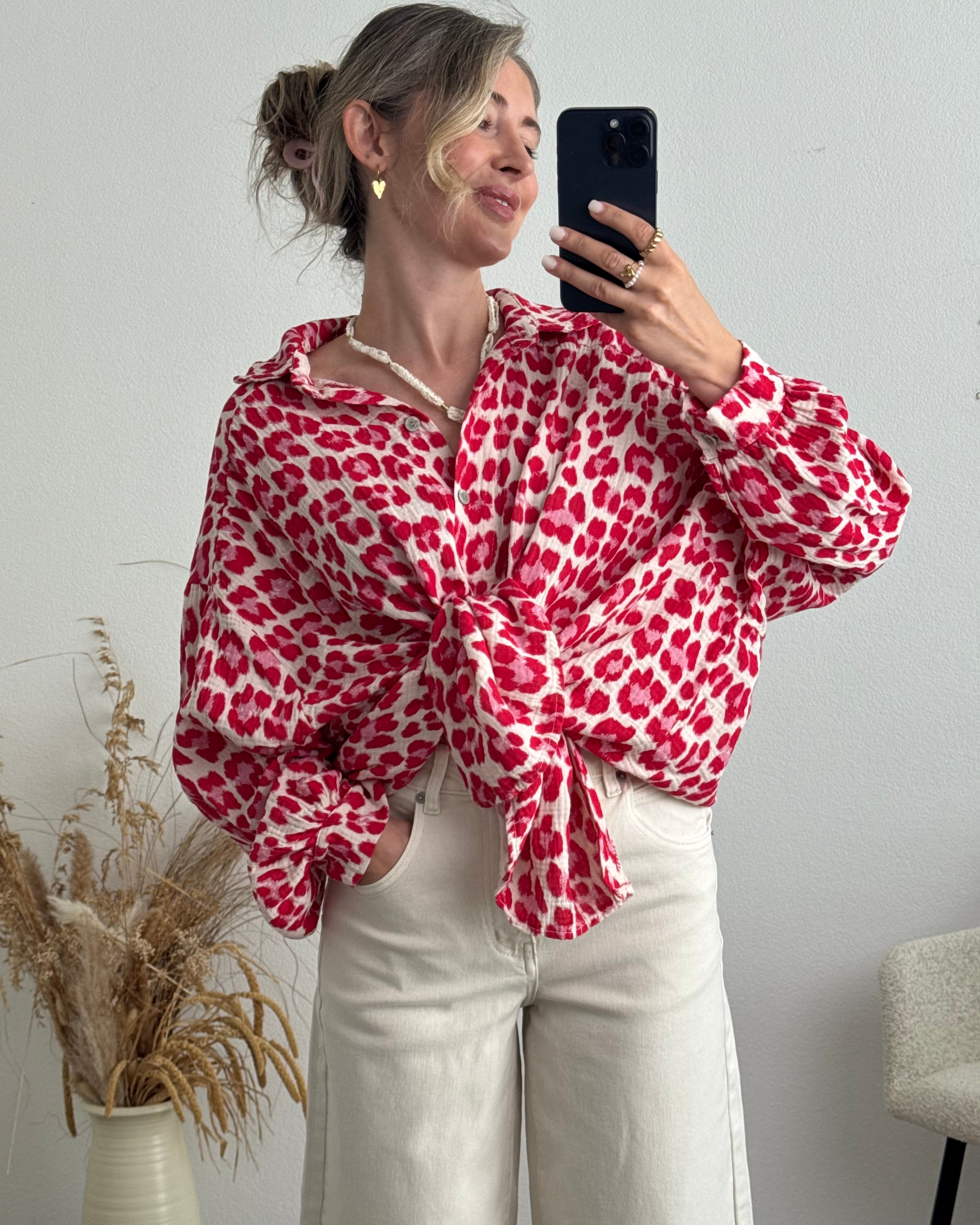 Musselinbluse Leo rot