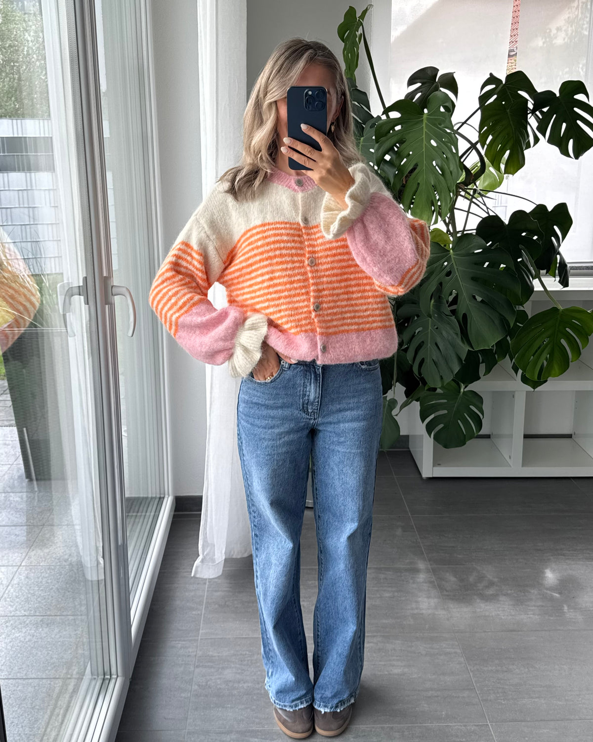 Cardigan Rüschentraum rosa orange