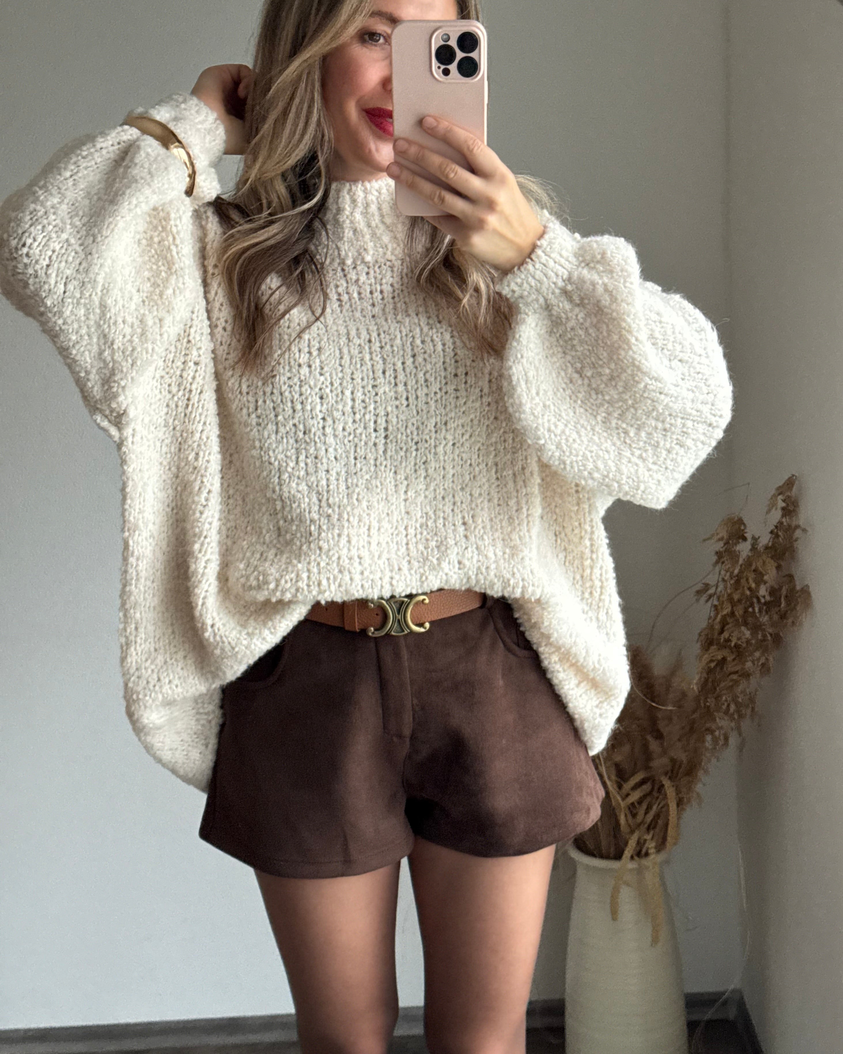 Bouclé oversize Pullover Creme