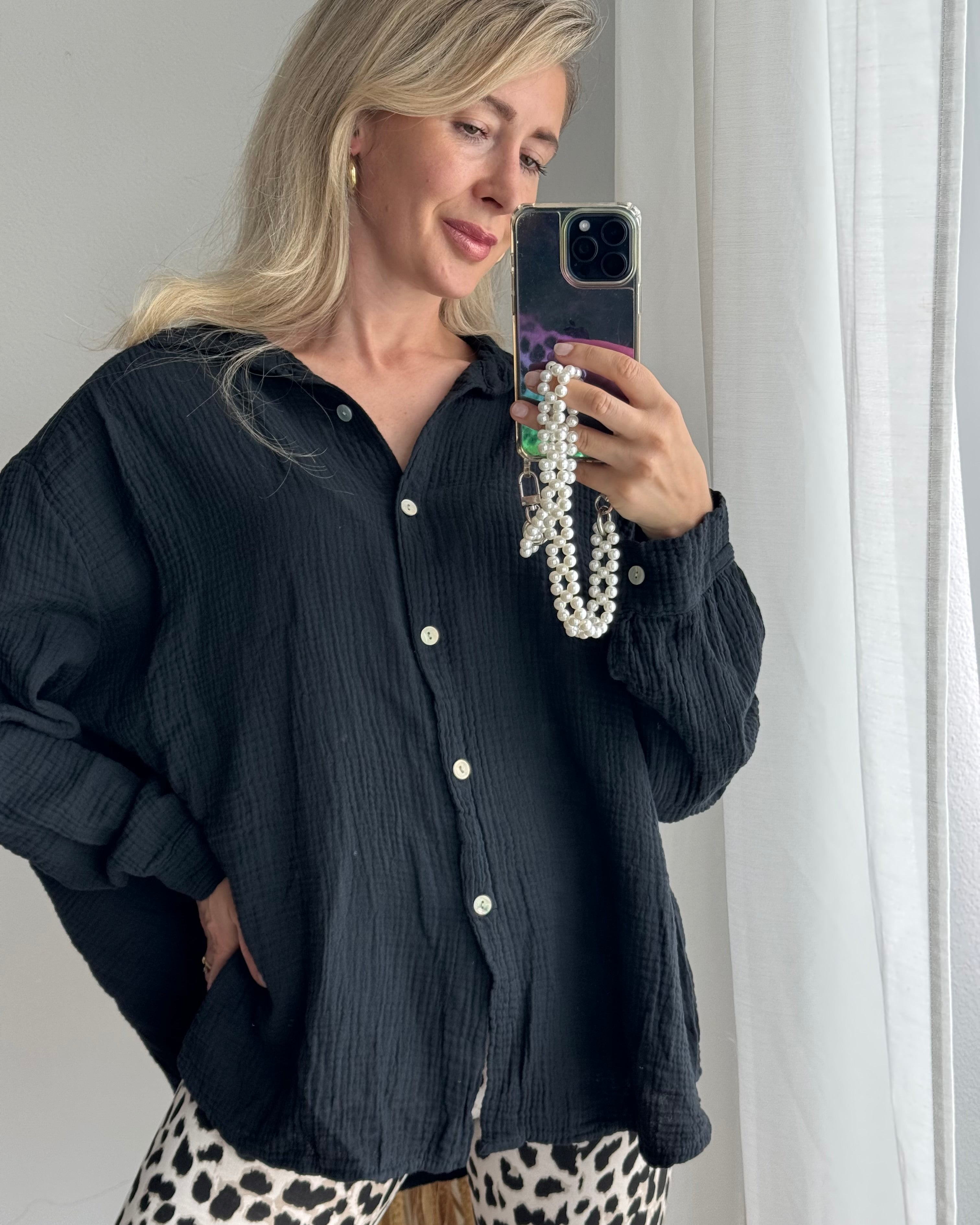 Musselinbluse Schwarz