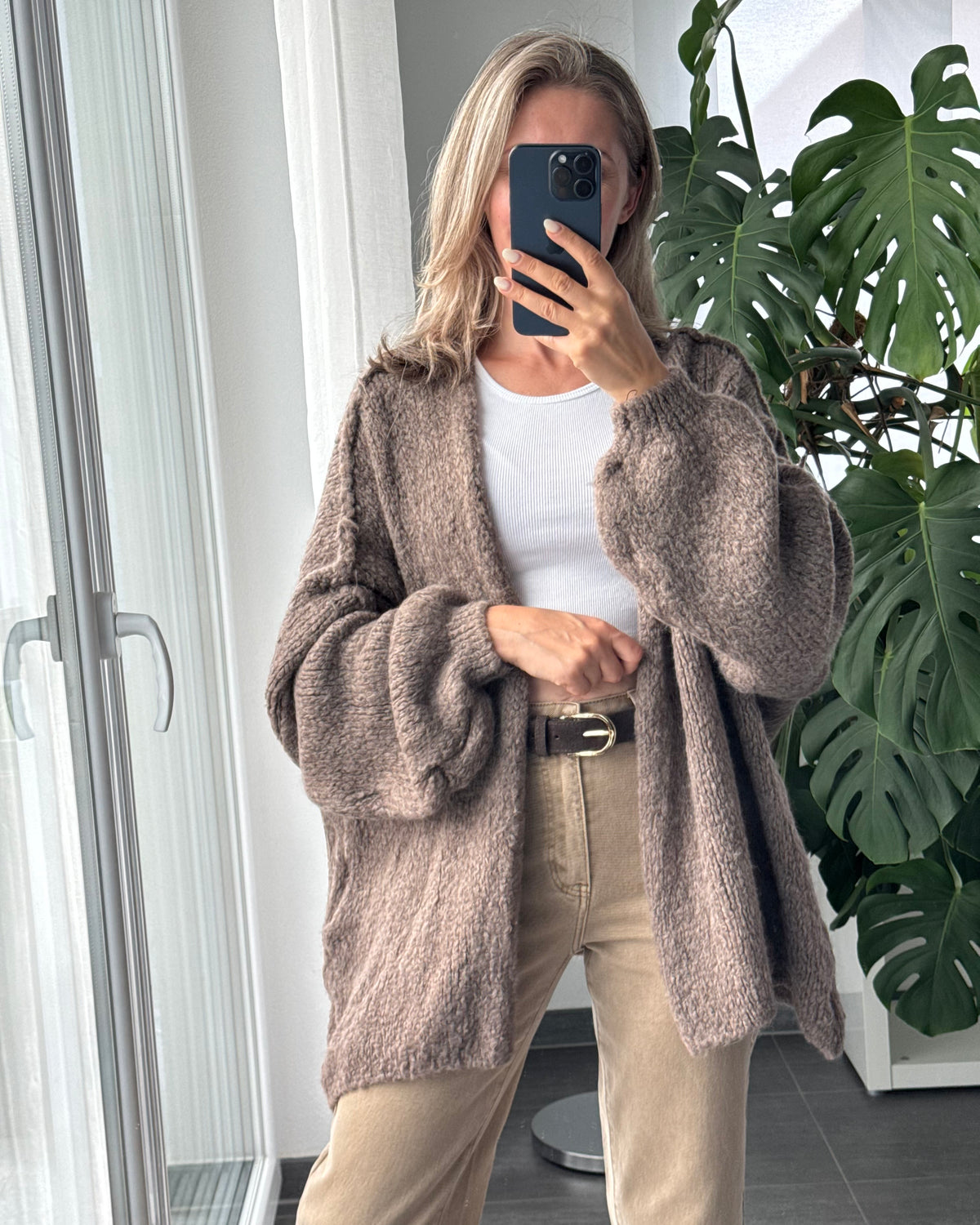 Offener Oversize Cardigan Lea Taupe