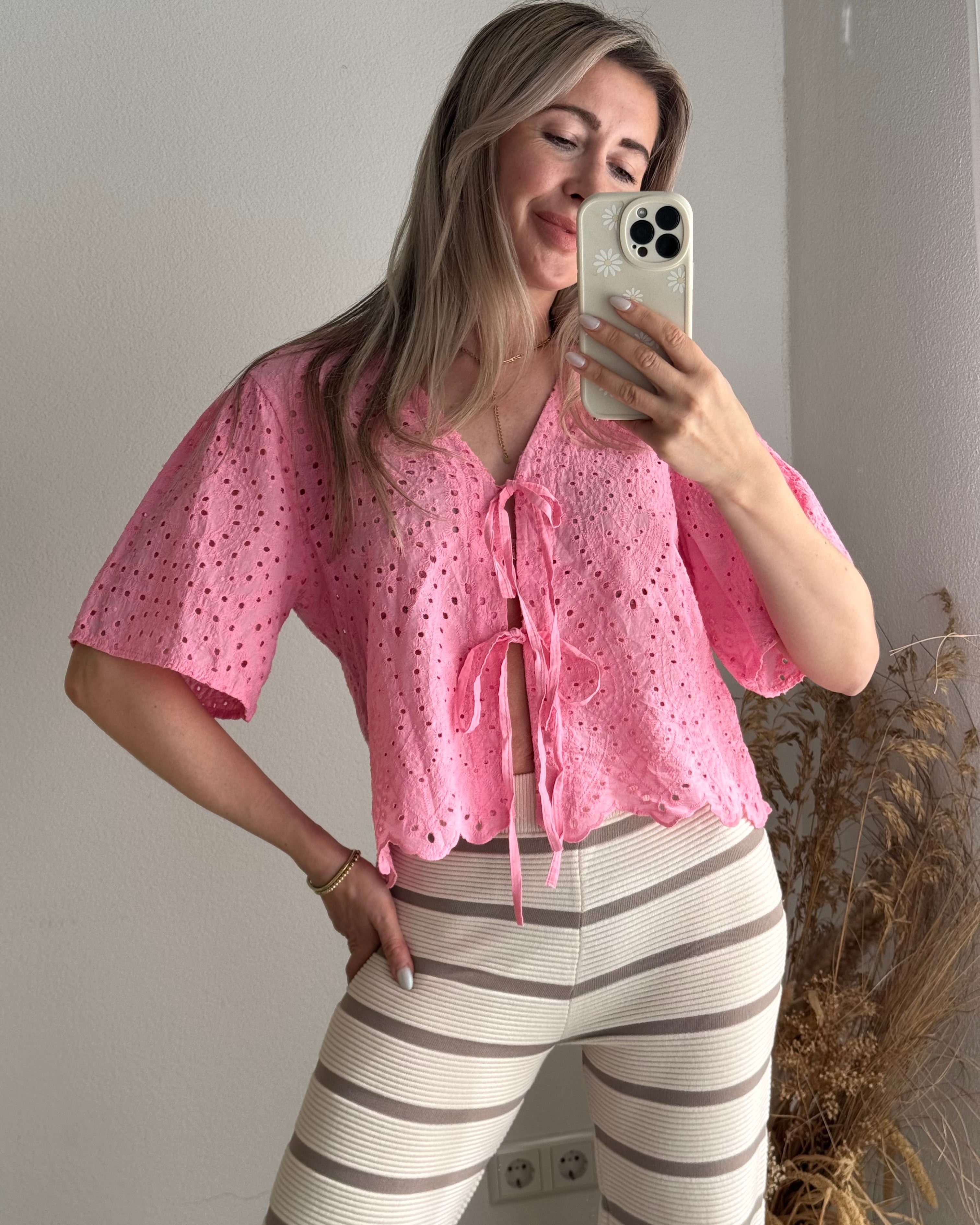 Bluse mit Schleifen Rosa