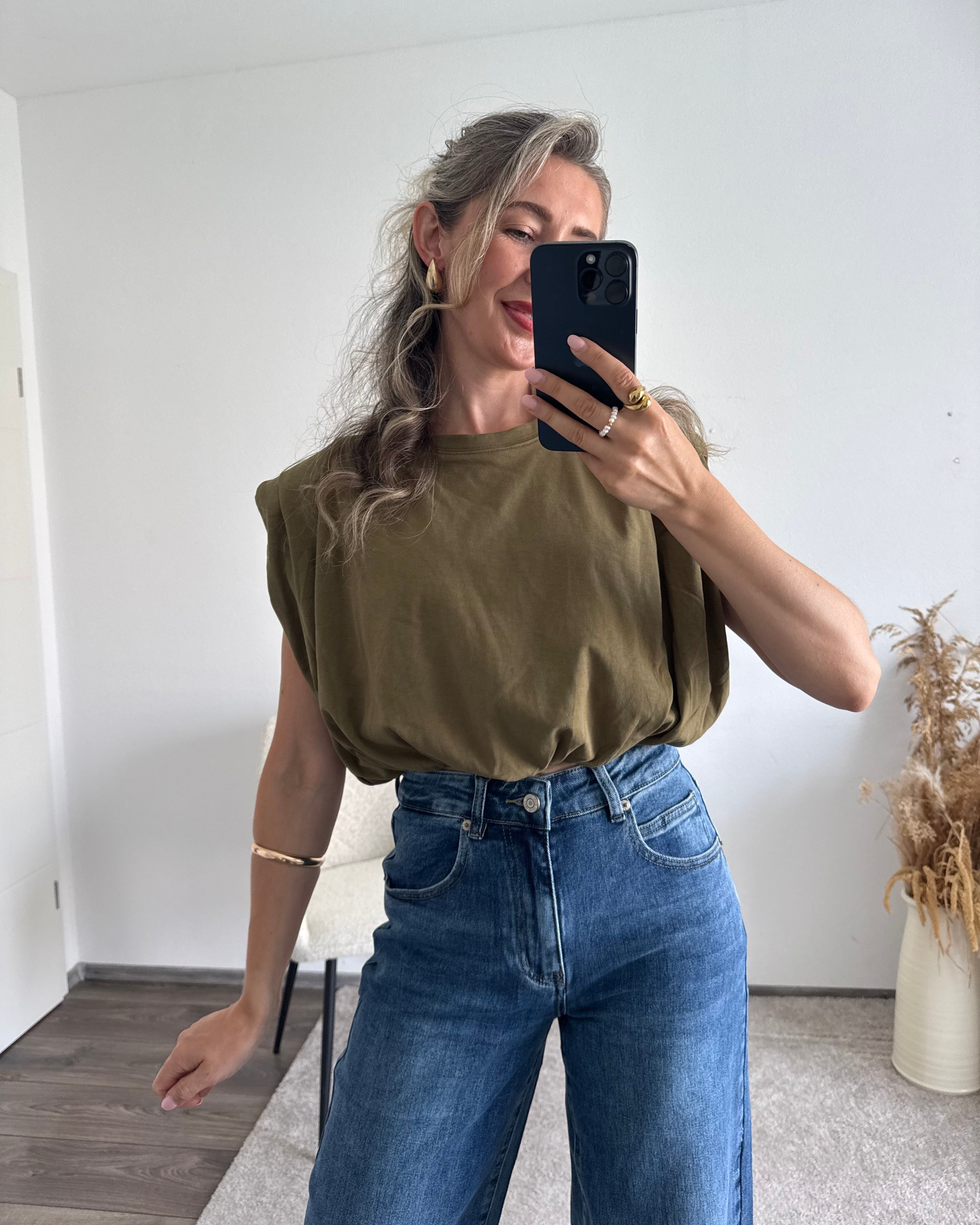Premium Cropped Shirt Khaki