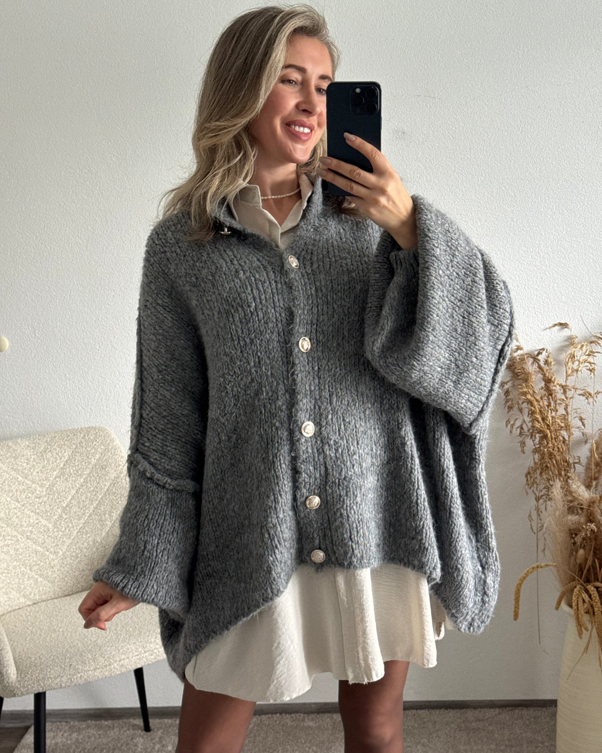 Strickjacke Elly Grau
