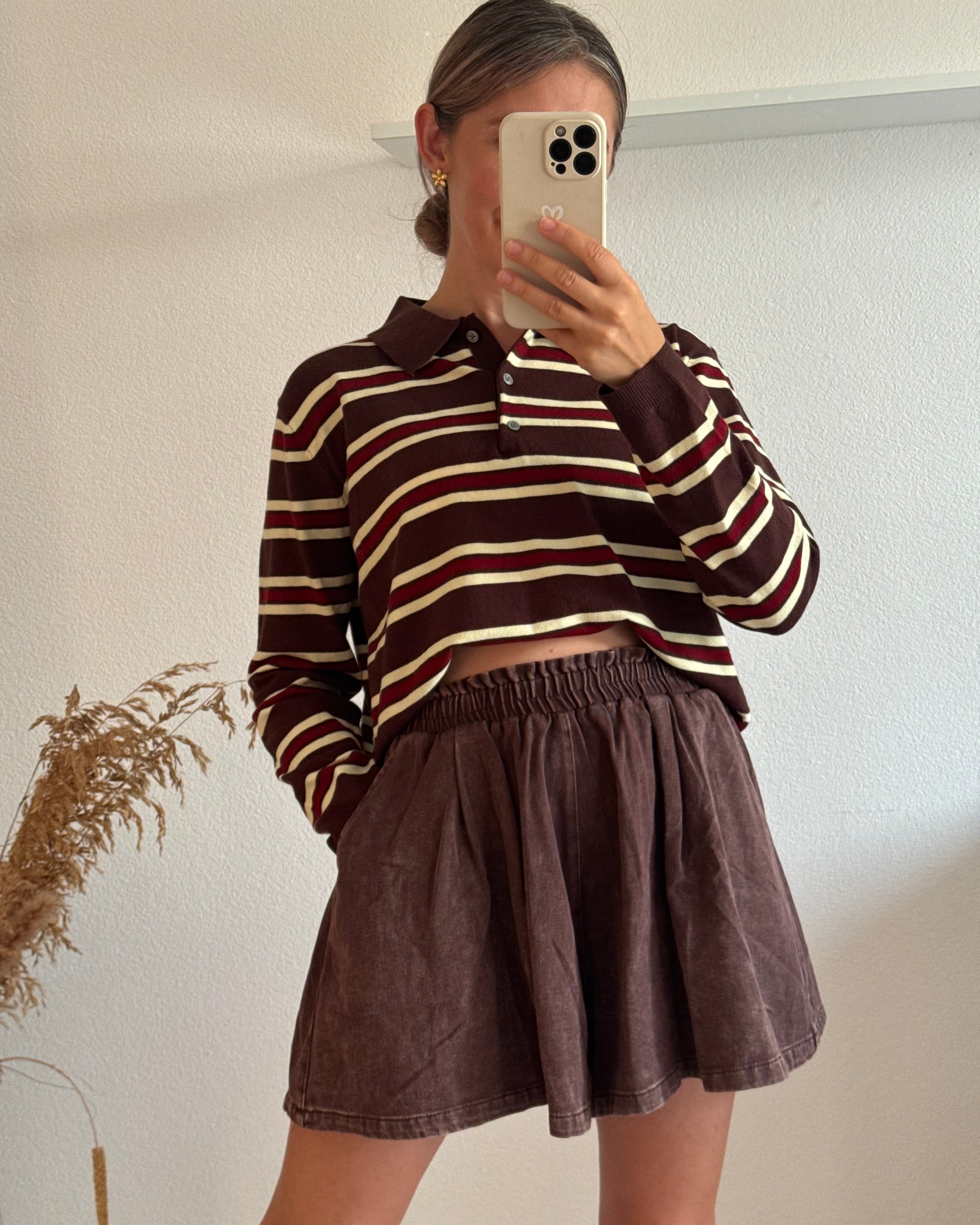 Poloshirt gestreift COFFEE