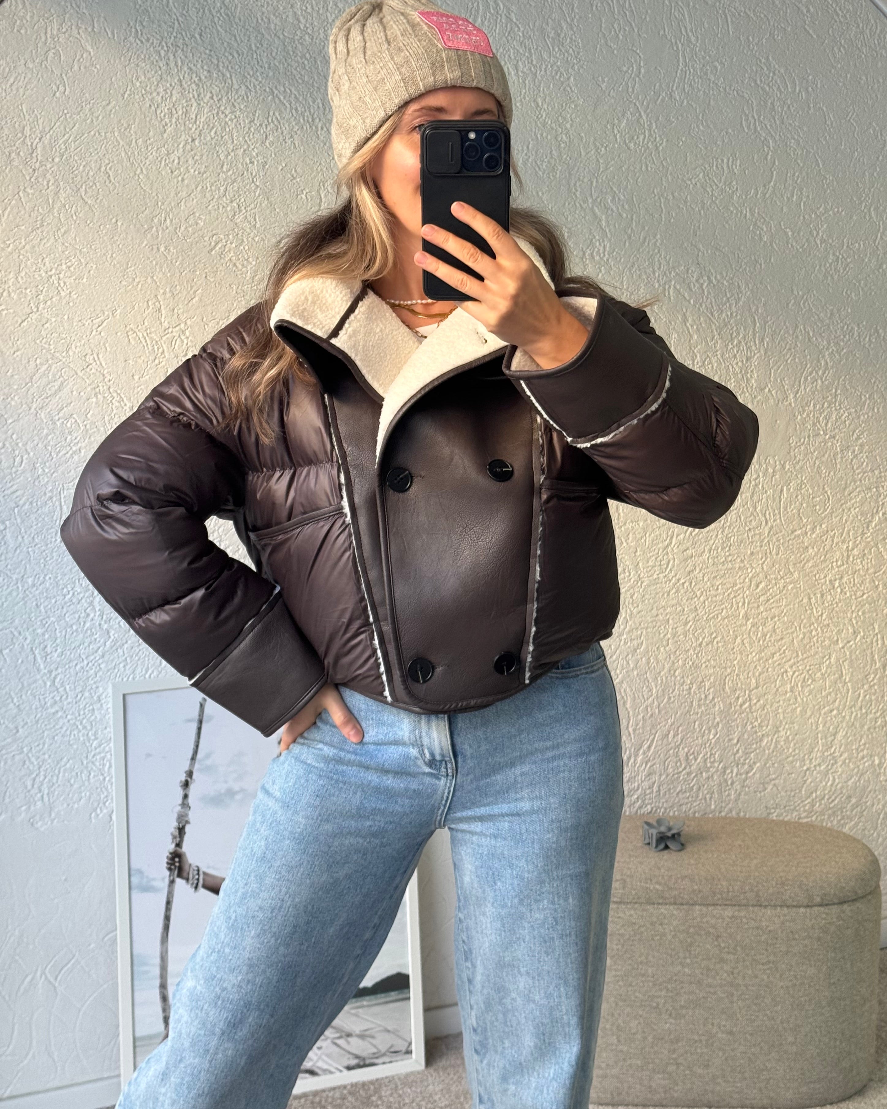 Jacke Material Collage braun