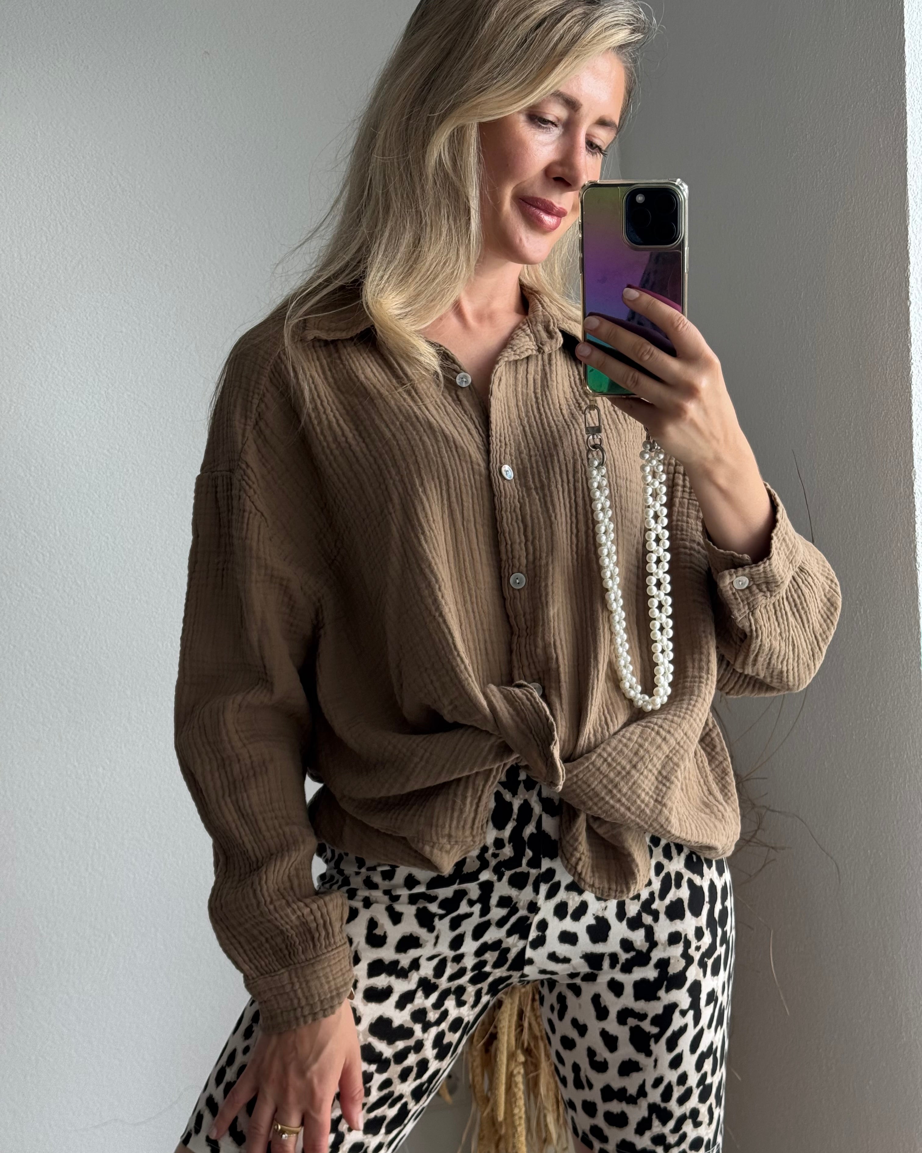 Musselinbluse Mokka