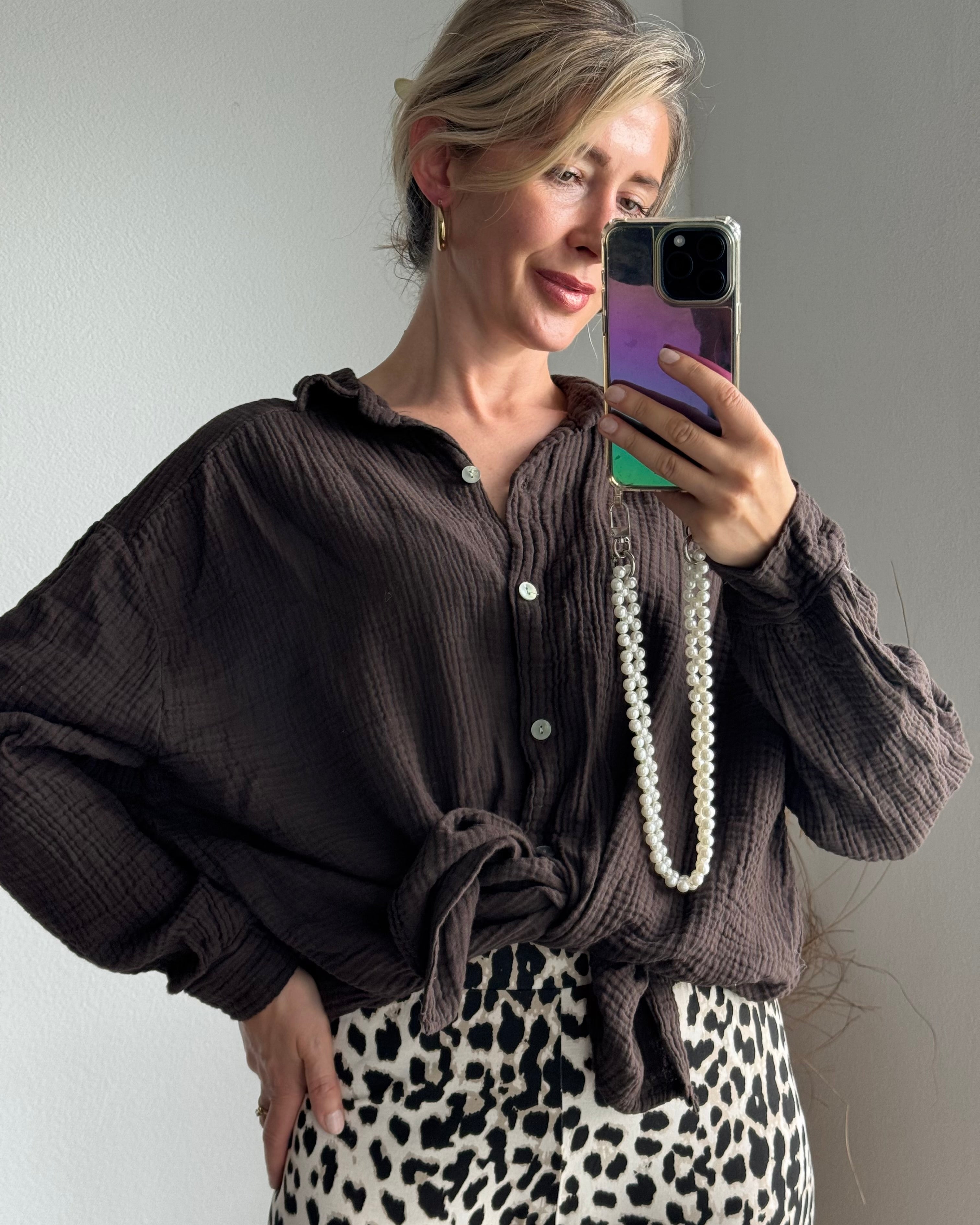Musselinbluse Braun