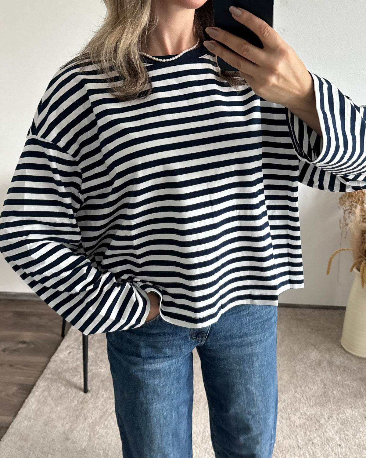 Oversize Stripe Shirt Blau
