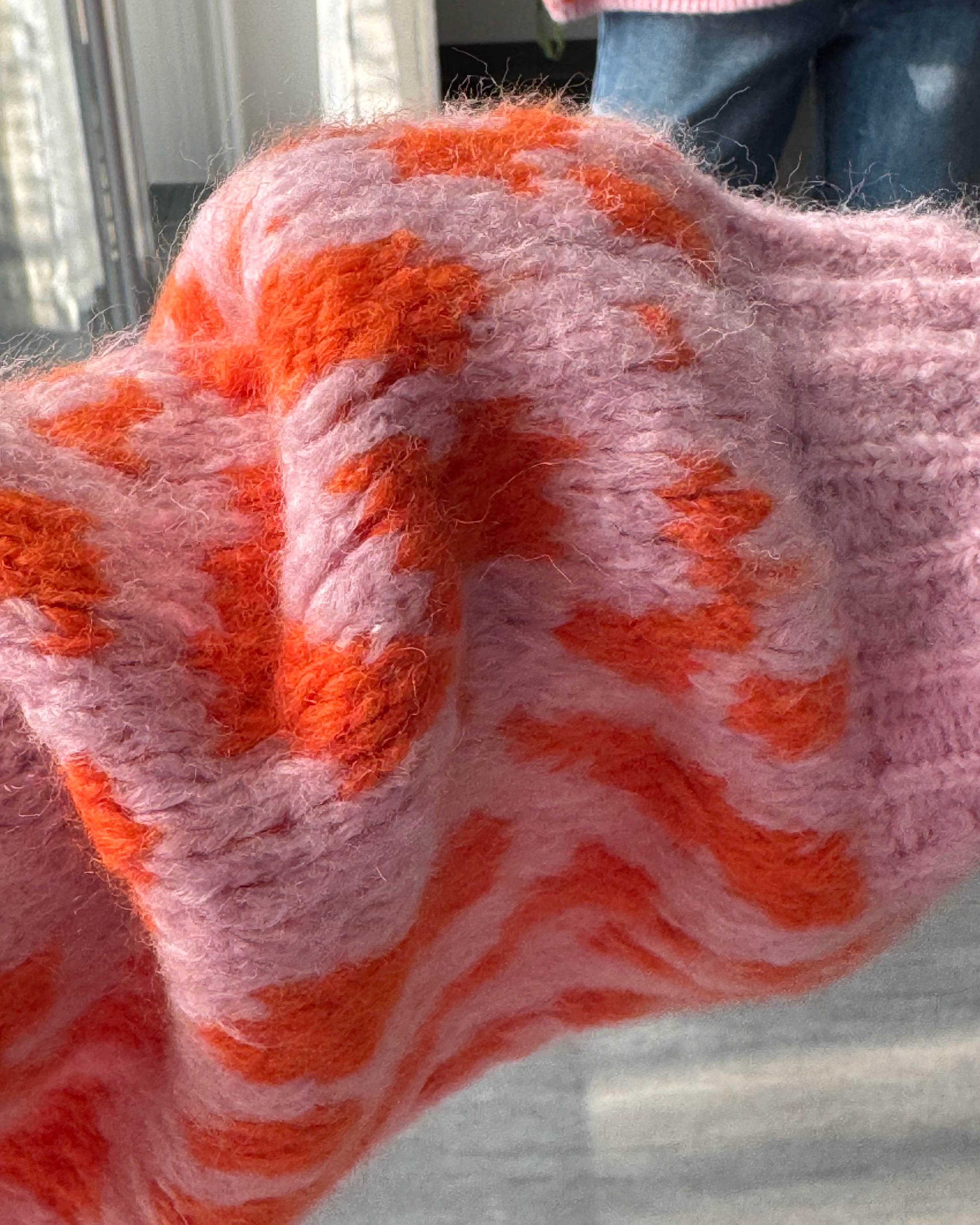 Offener Cardigan mit Leoprint Orange