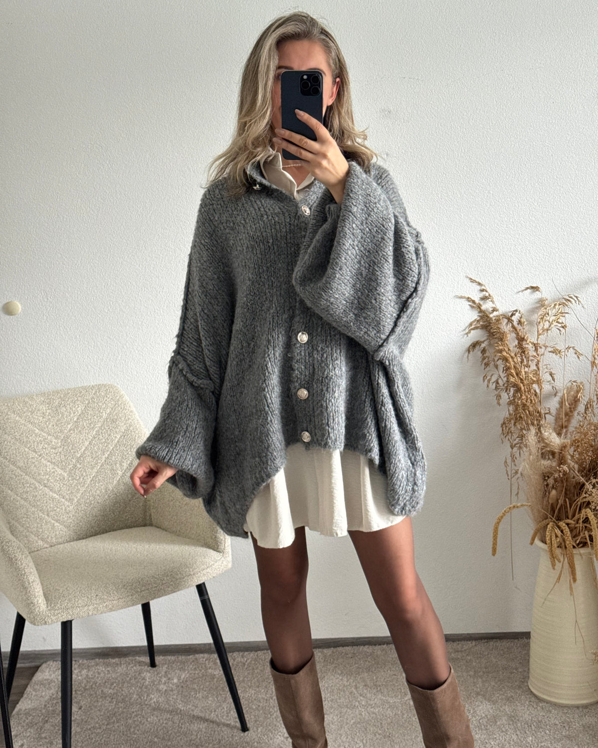 Strickjacke Elly Grau