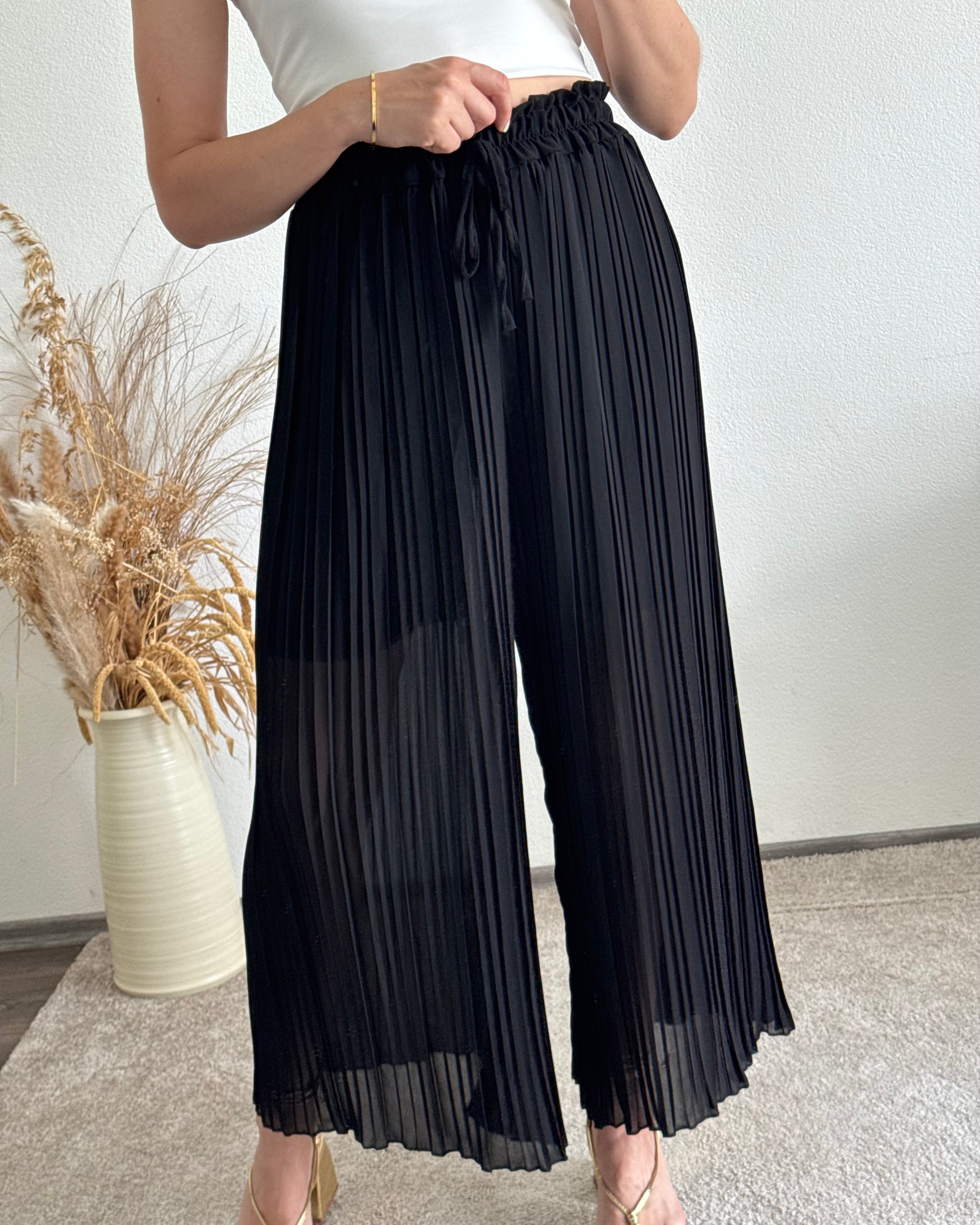 Plisseehose Schwarz