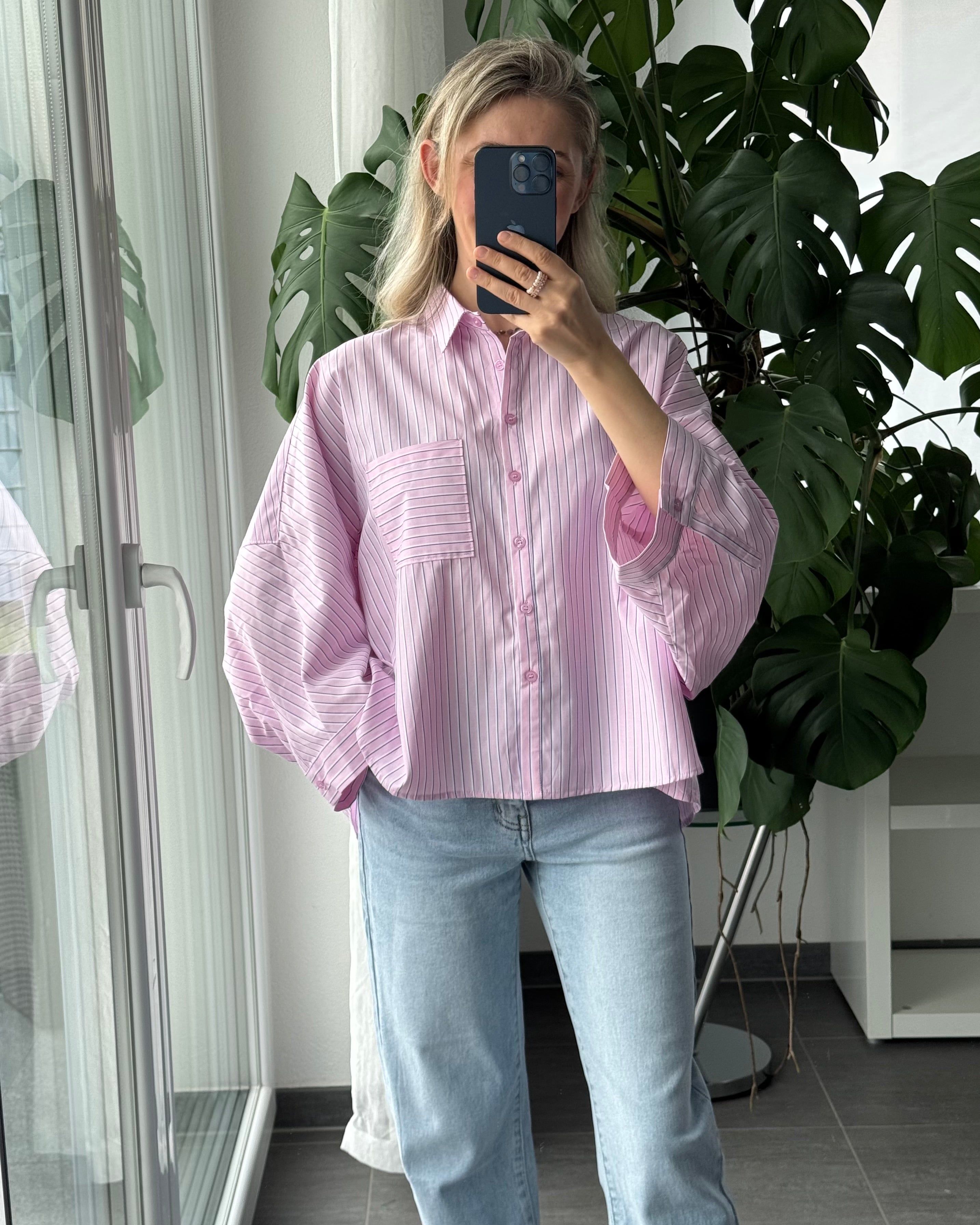 Oversize Bluse gestreift Pink