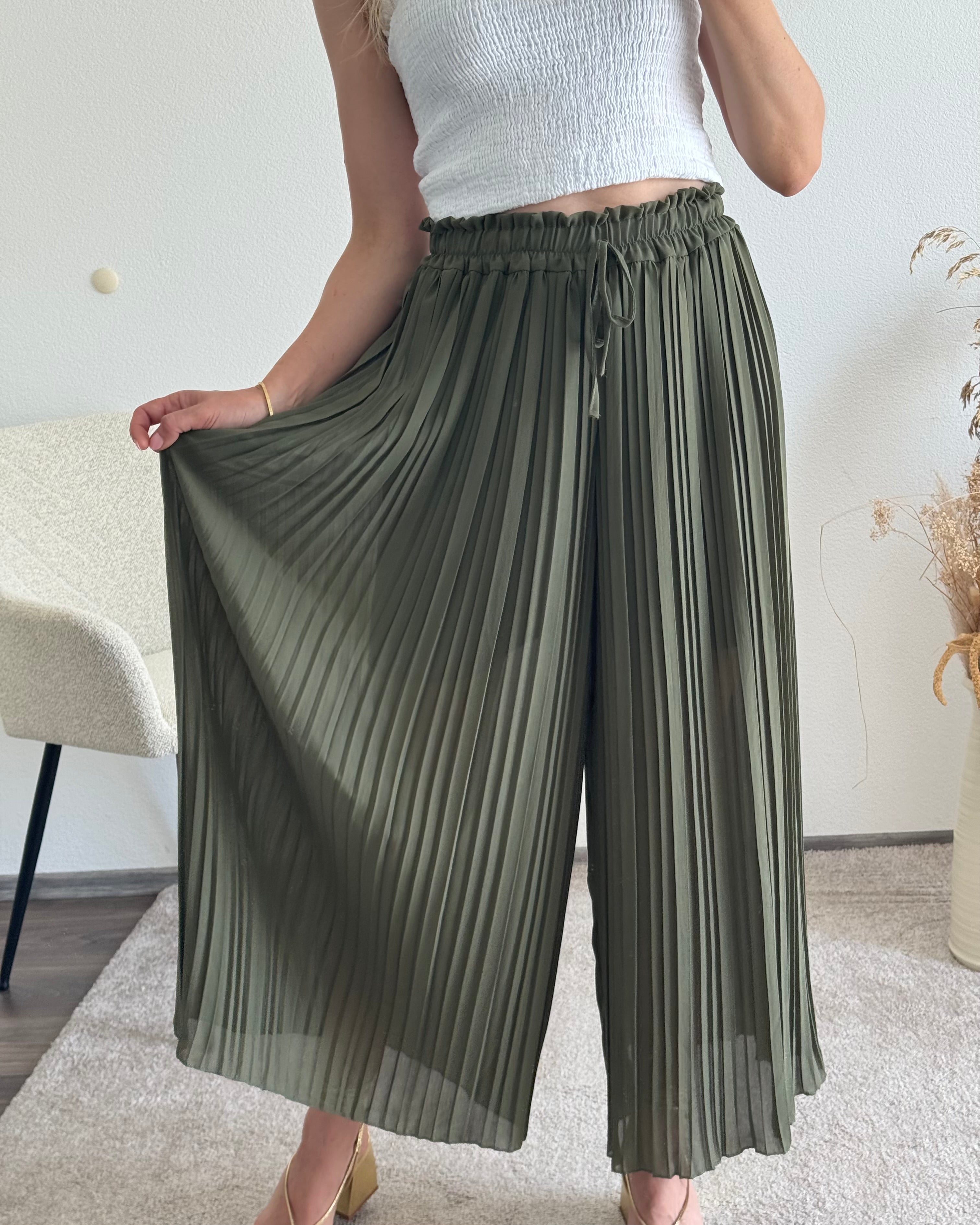 Plisseehose Khaki