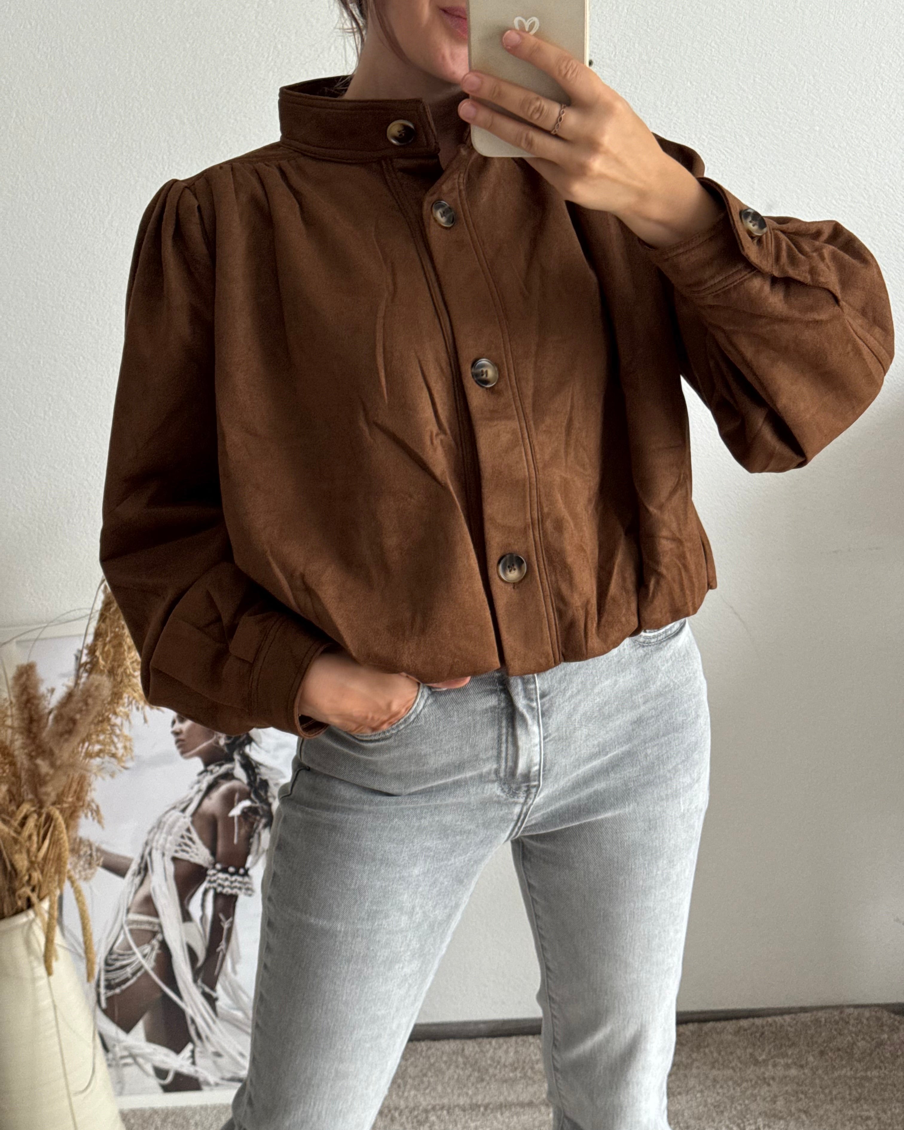 Wildleder Bomberjacke Hellbraun