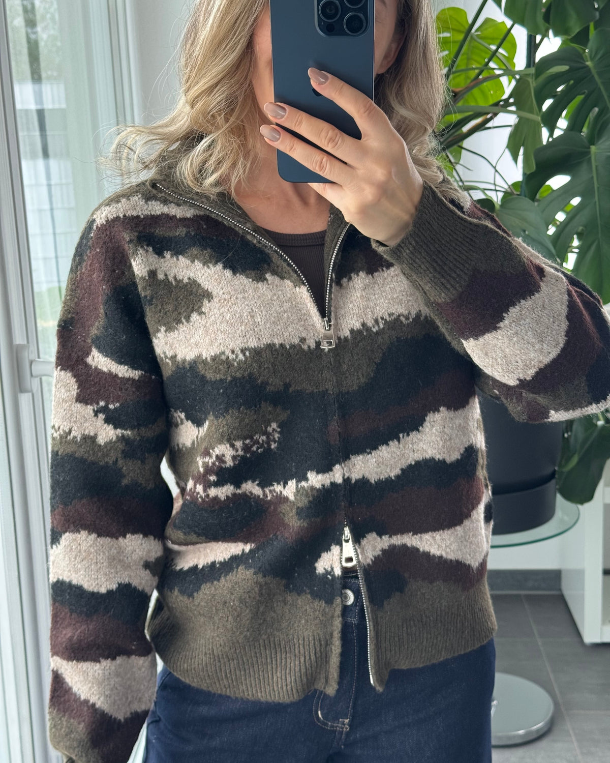 Zip Cardigan Camouflage
