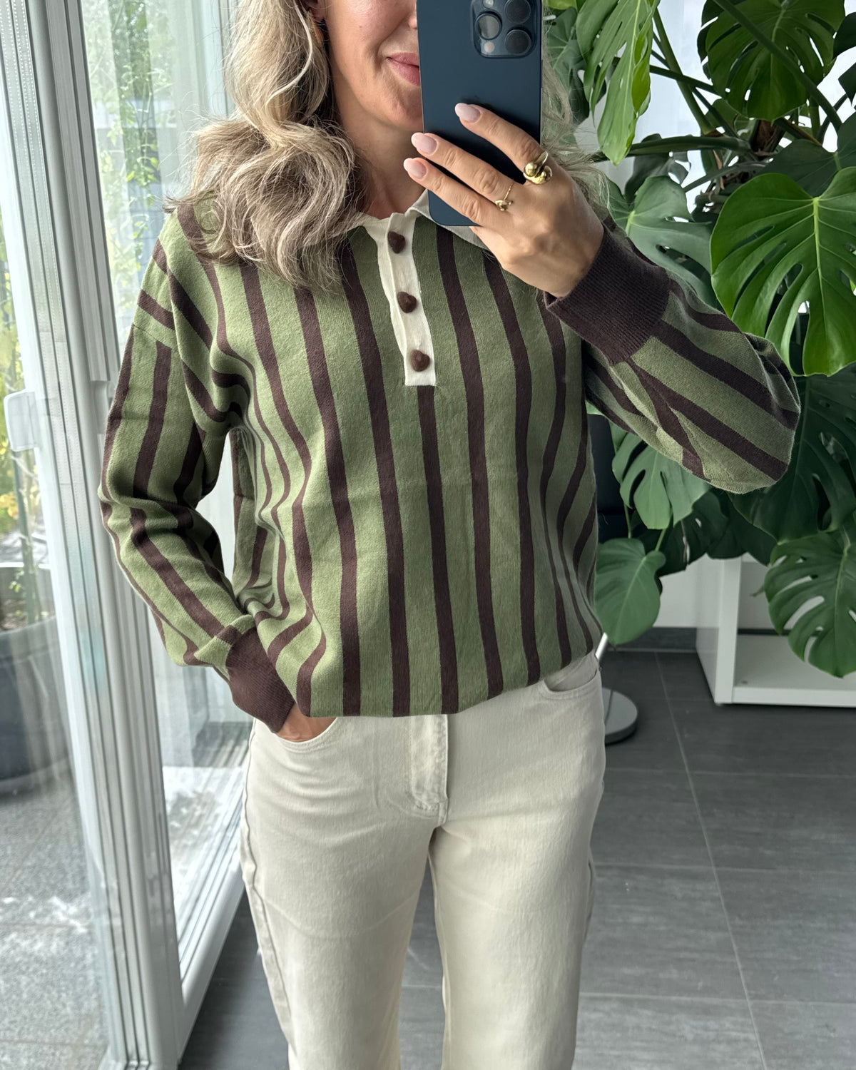 Strick-Polo Amélie Army Grün