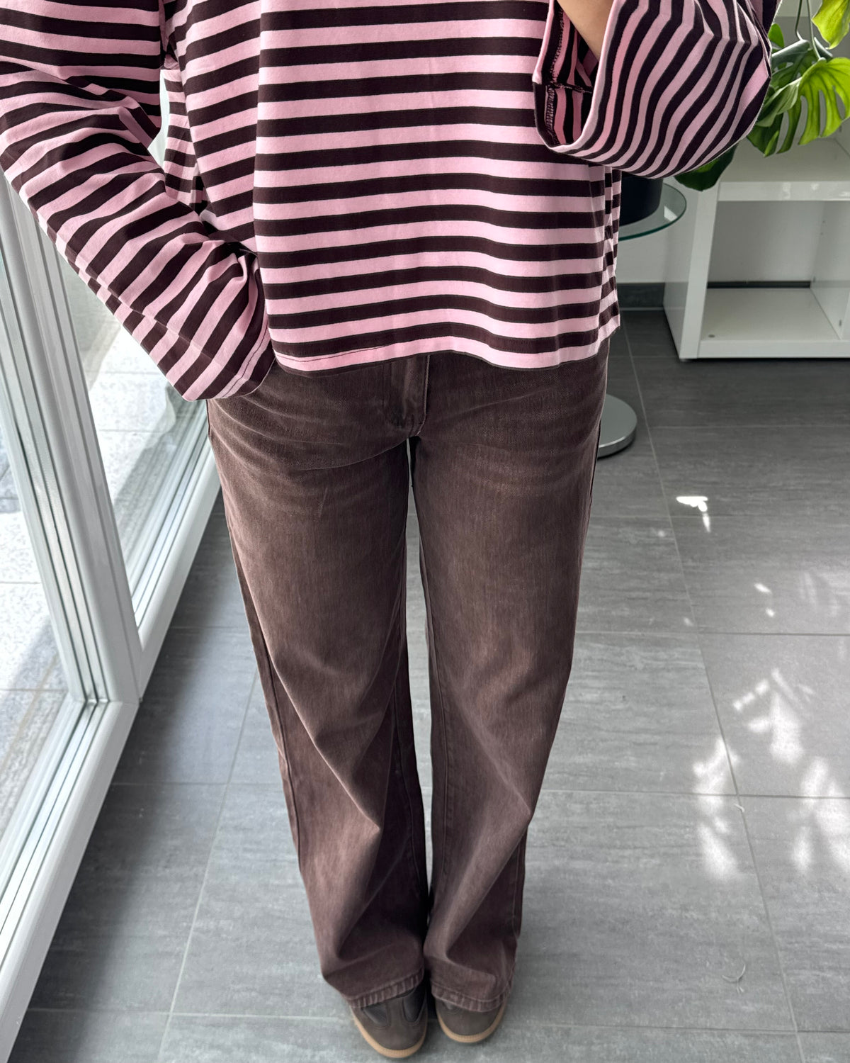 Wide leg stretch Jeans Dark Taupe