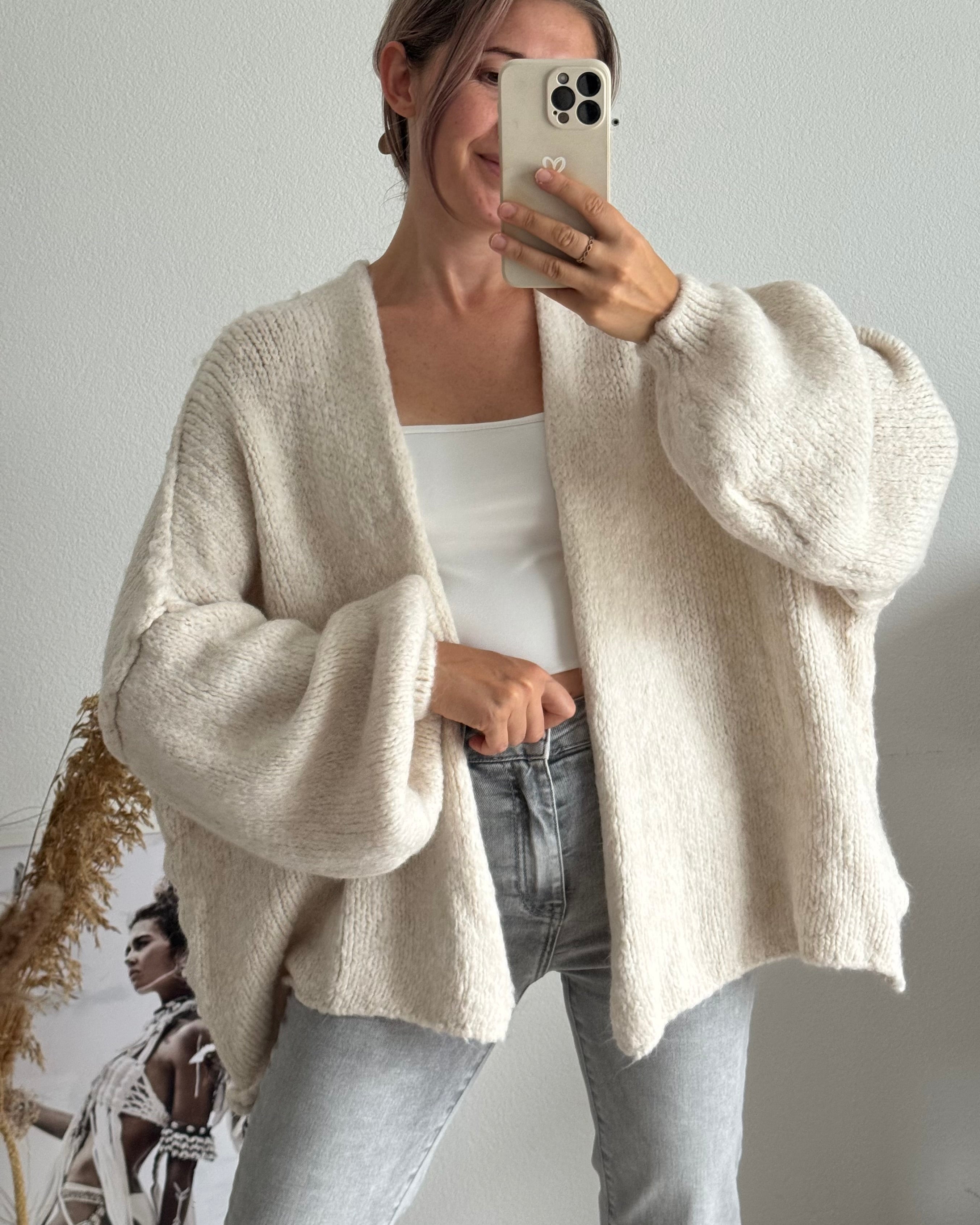 Offener Oversize Cardigan Lea BEIGE