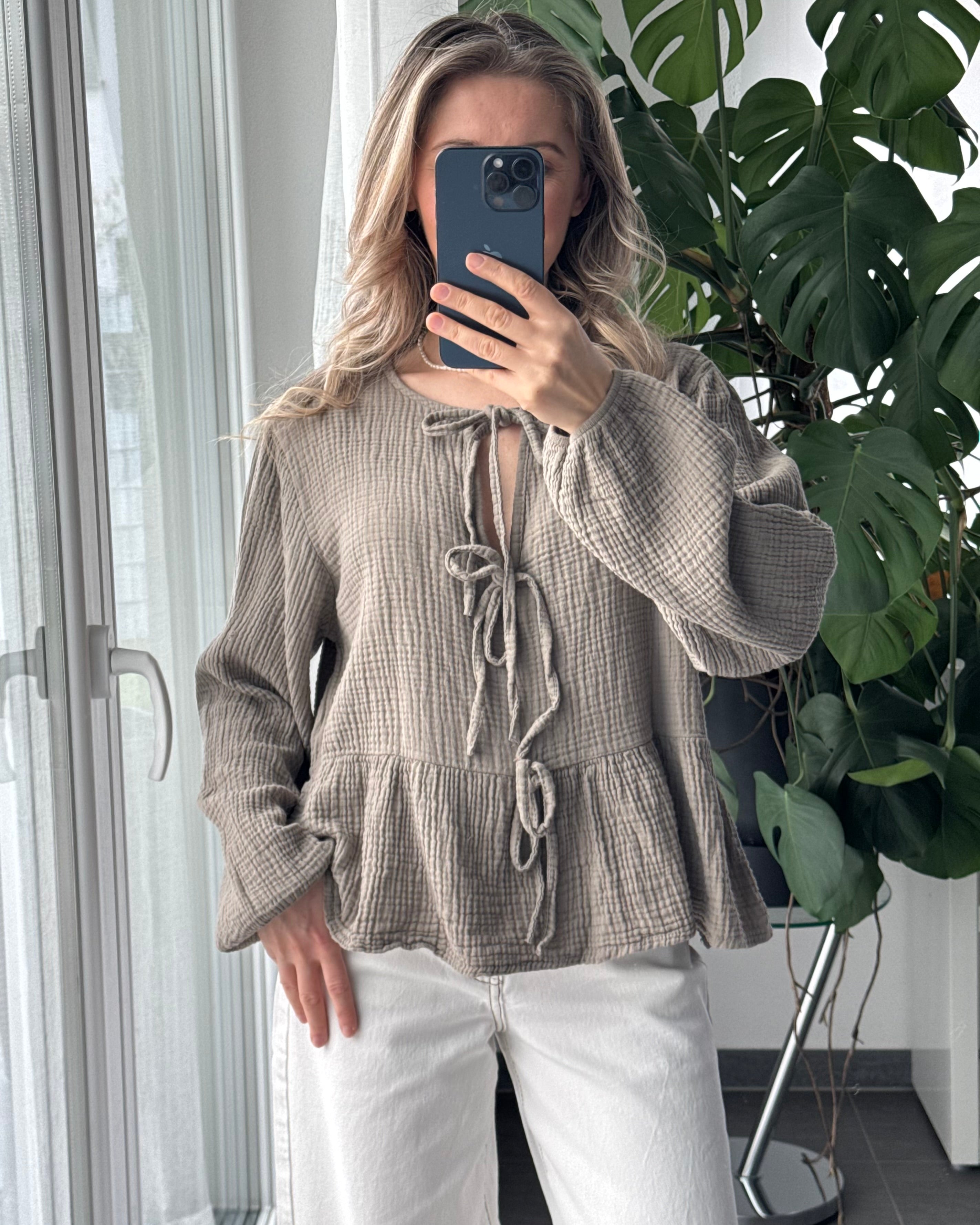 Musselinbluse Melly taupe