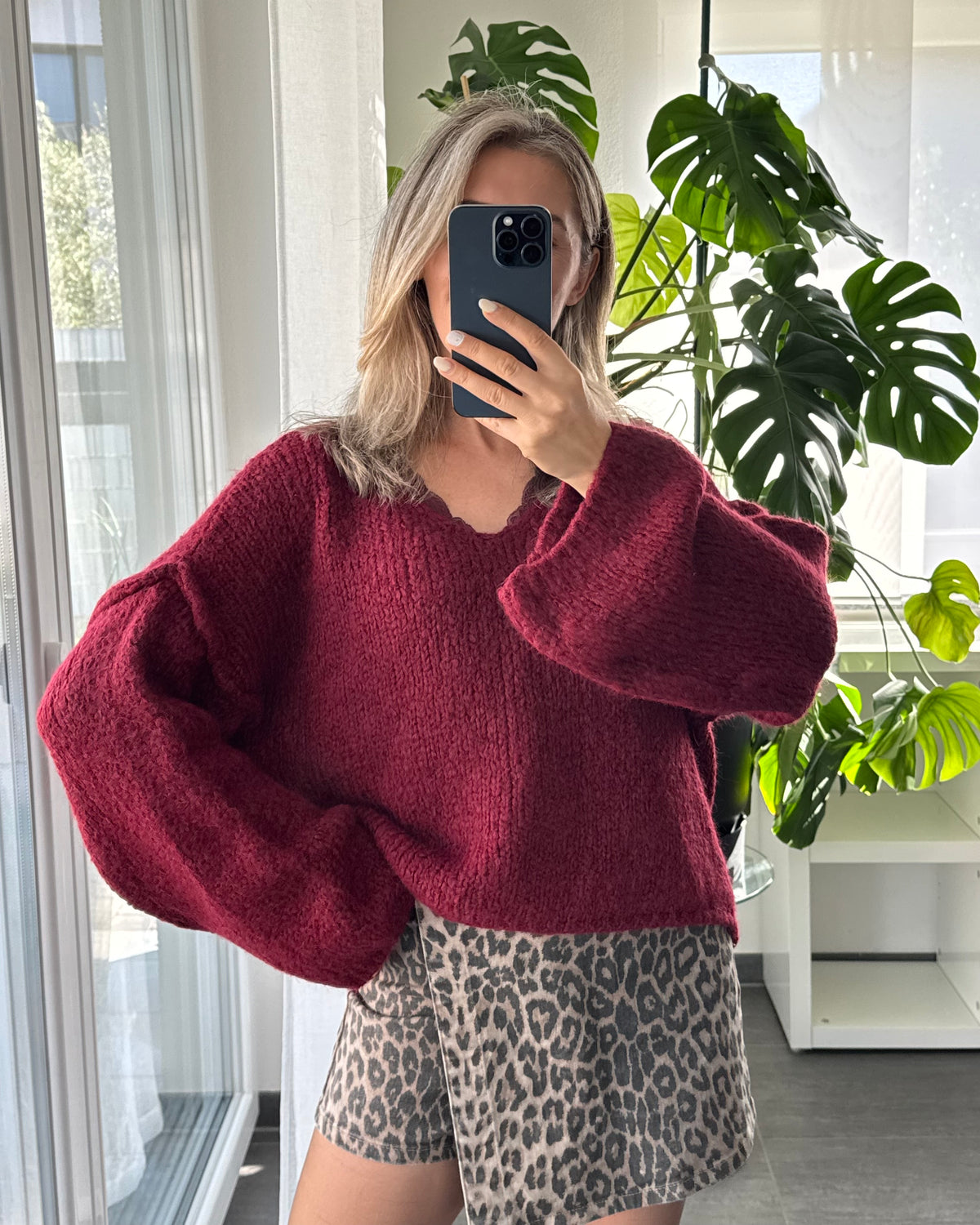 Strickpullover Fluffy Bordeaux