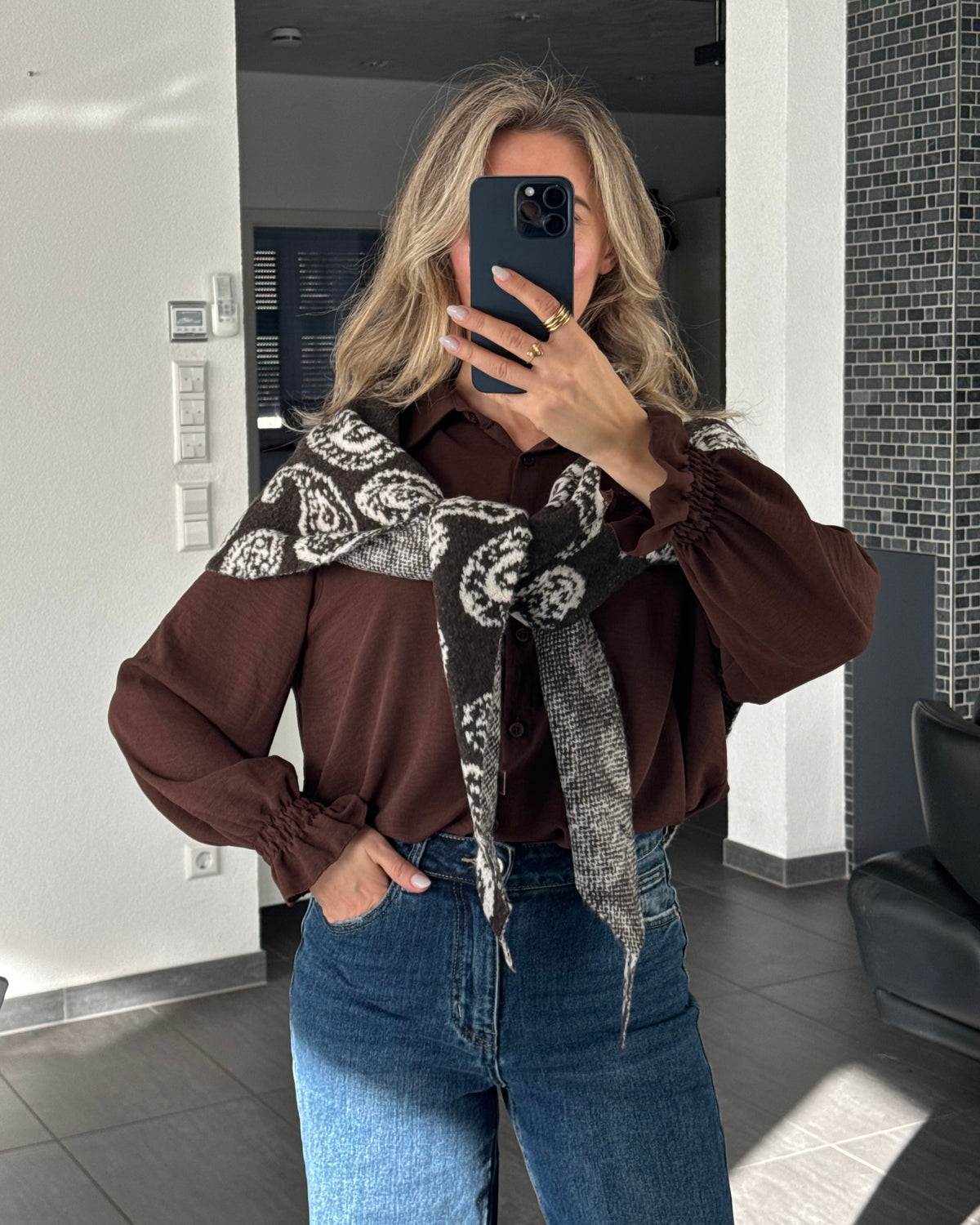 Dreieckstuch mit Paisley-Muster Braun