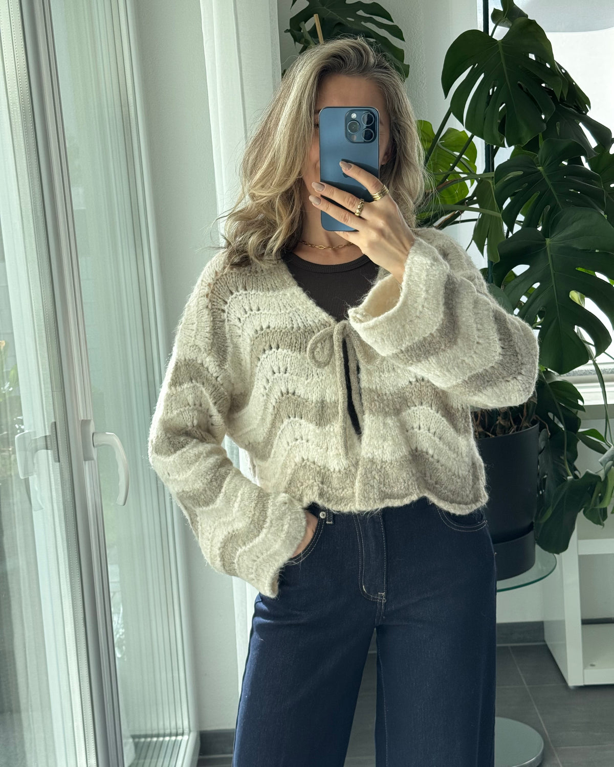 Cardigan mit Schleife WAVE beige
