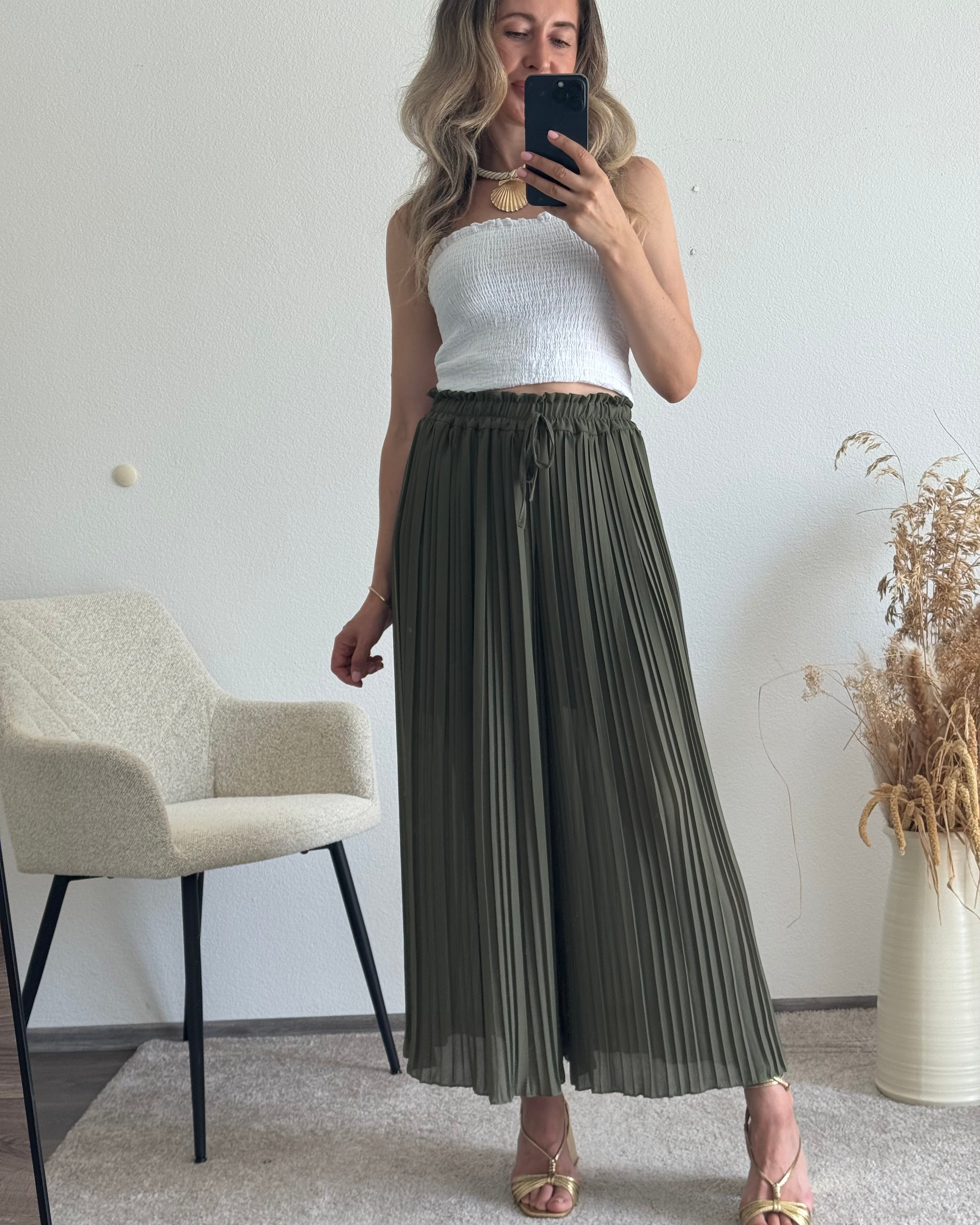 Plisseehose Khaki