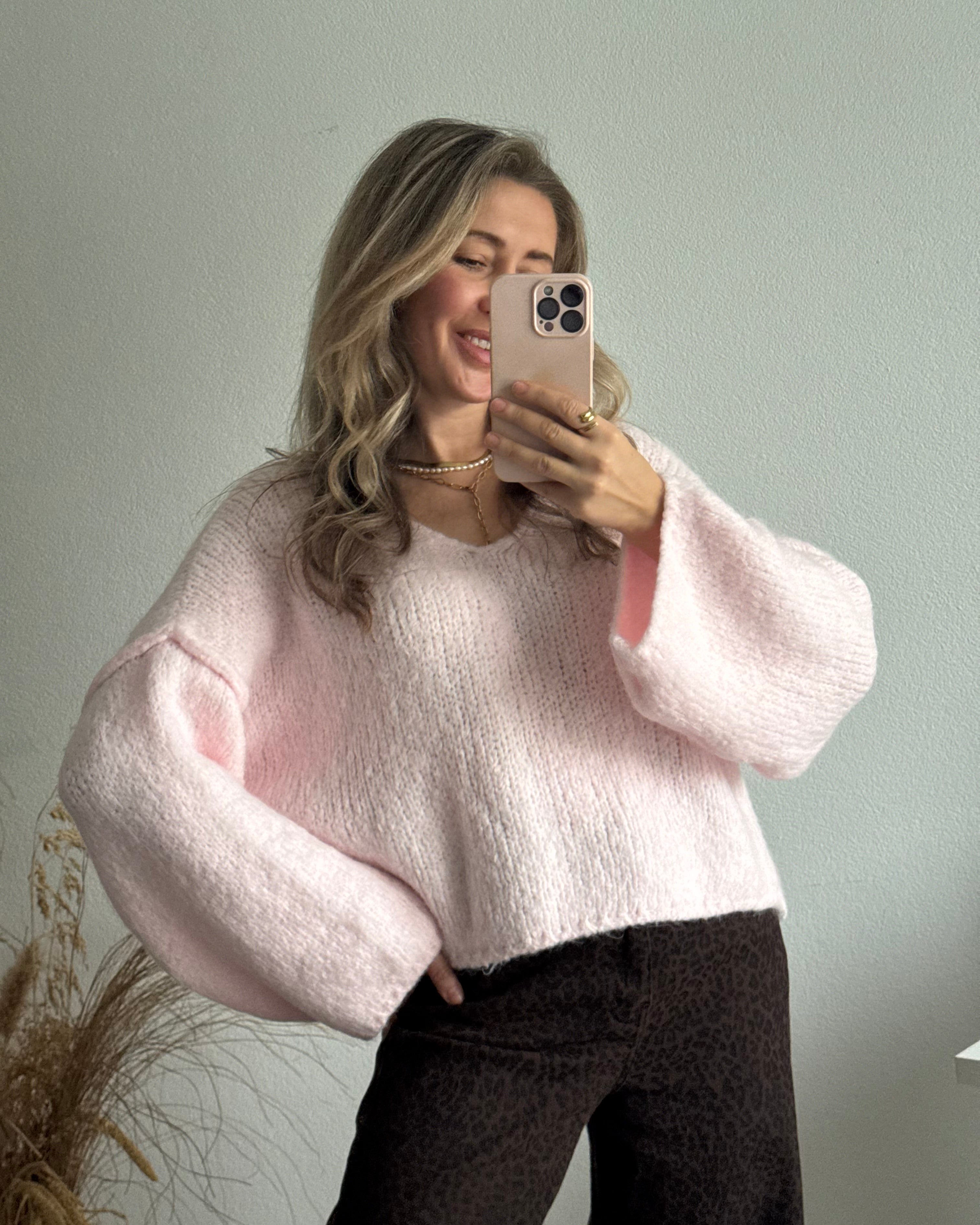 Strickpullover Fluffy Zartes Rosa
