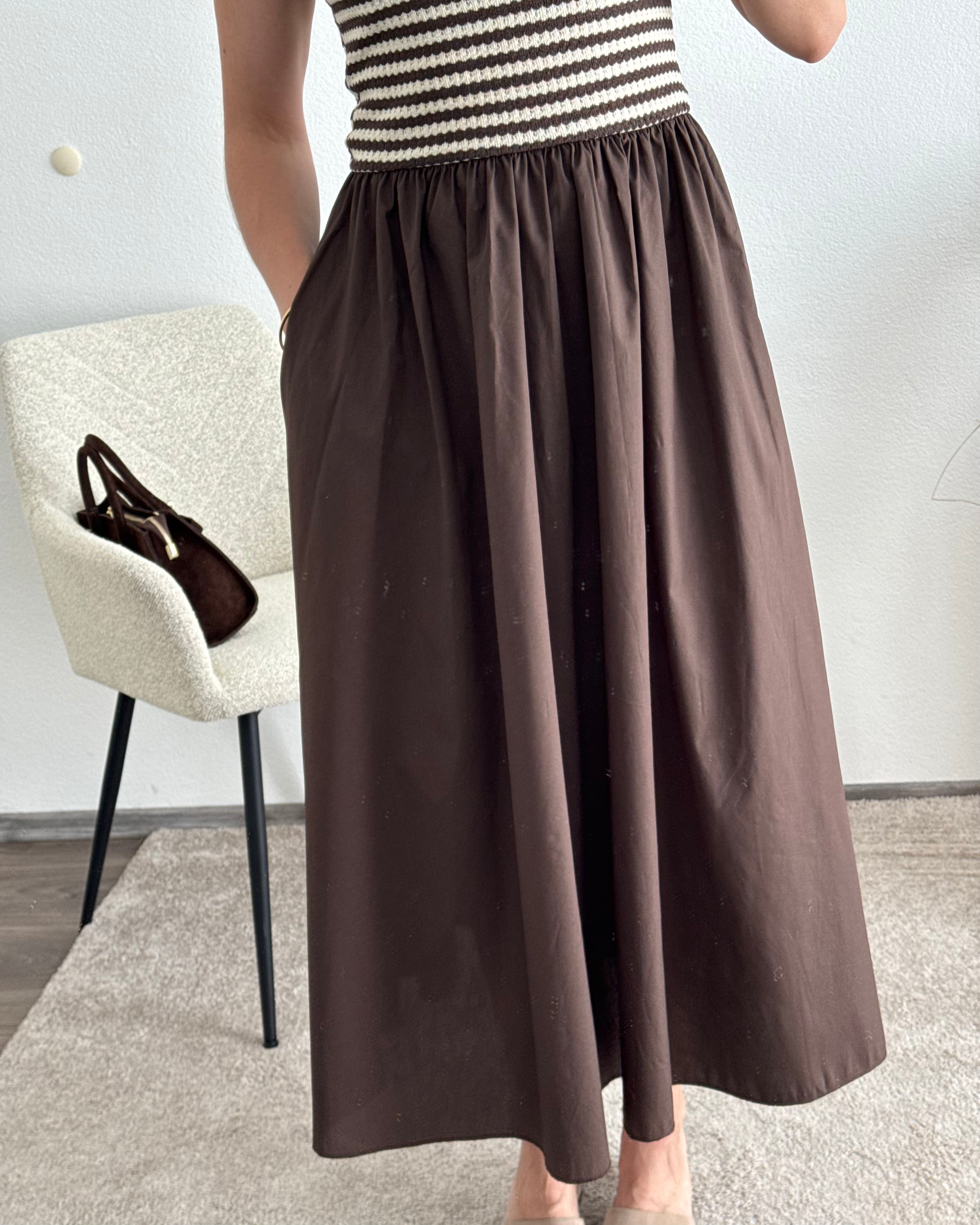 Midi Kleid Mocha Stripe