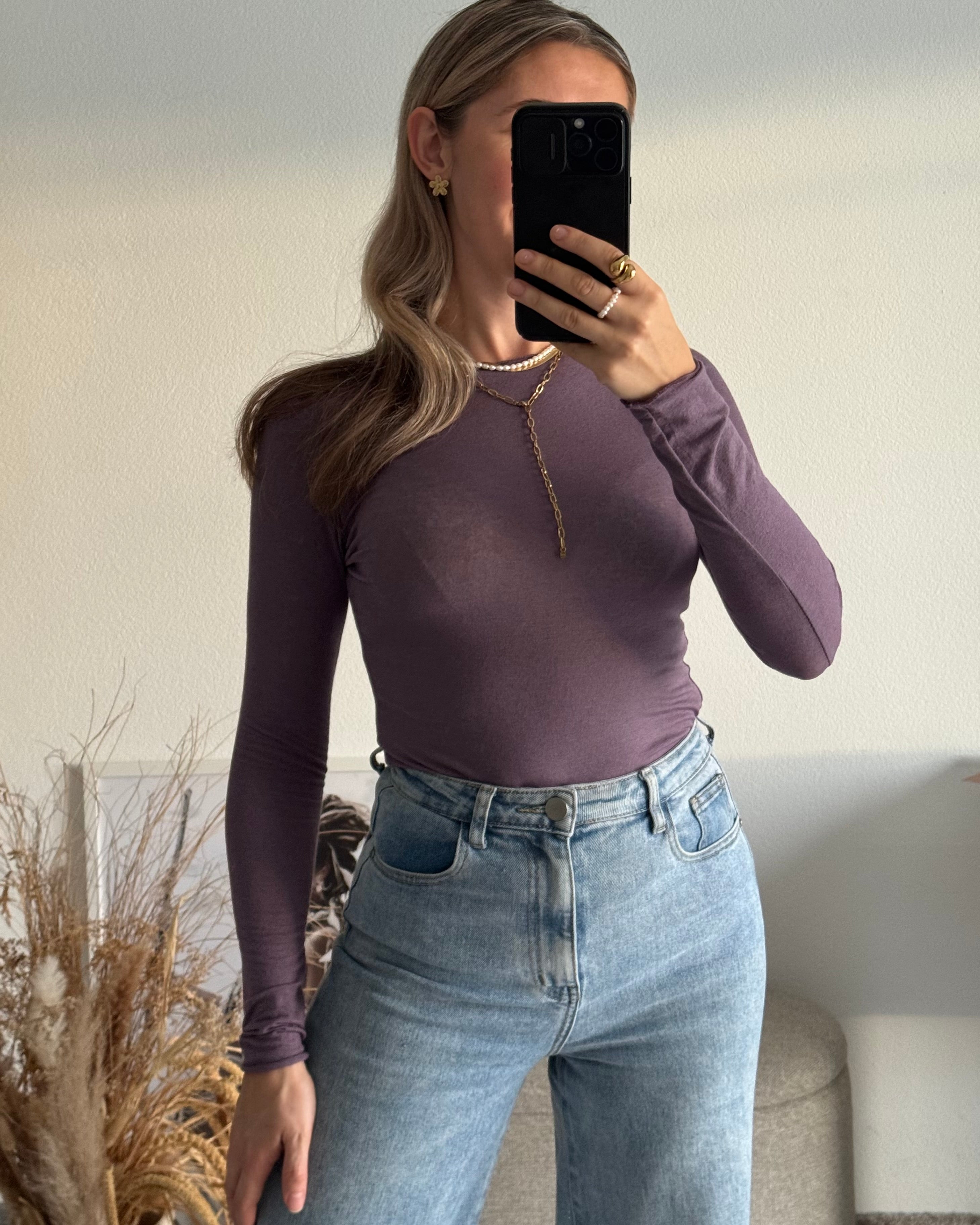 Kaschmir Longsleeve Flieder Premium-Qualität