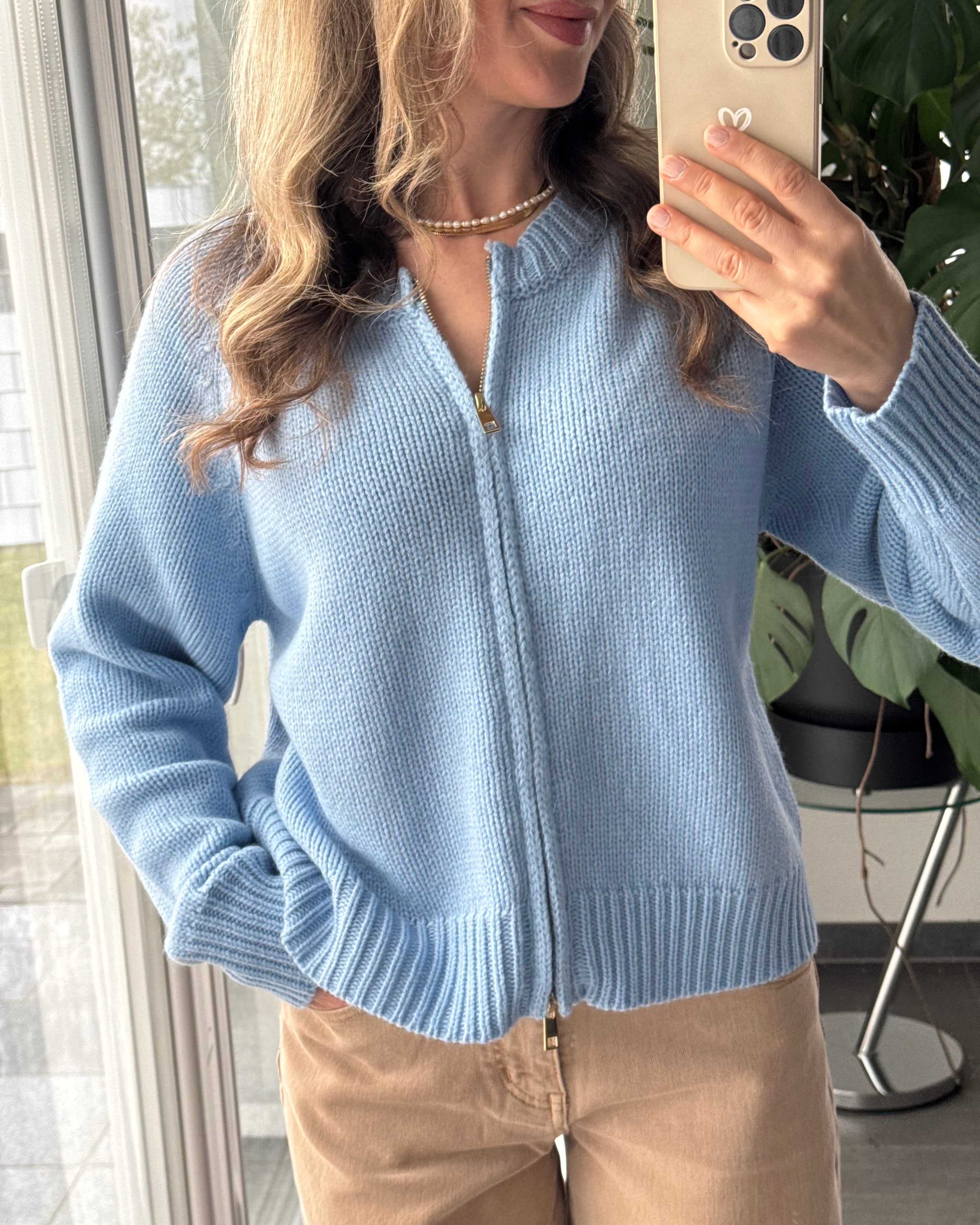 Zip Cardigan Blau