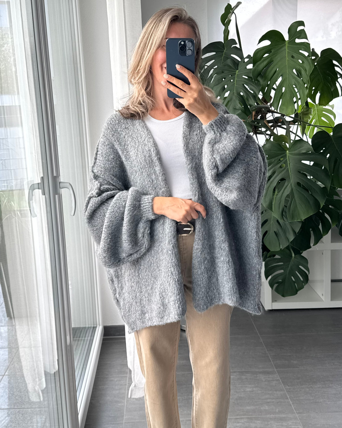 Offener Oversize Cardigan Lea GRAU
