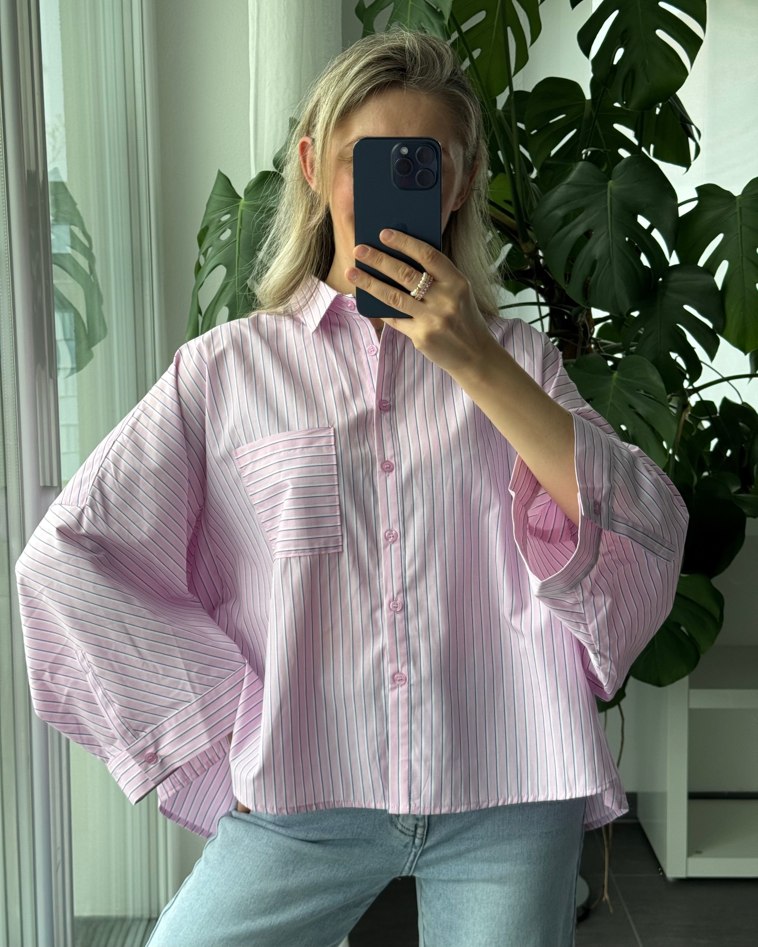 Oversize Bluse gestreift Pink
