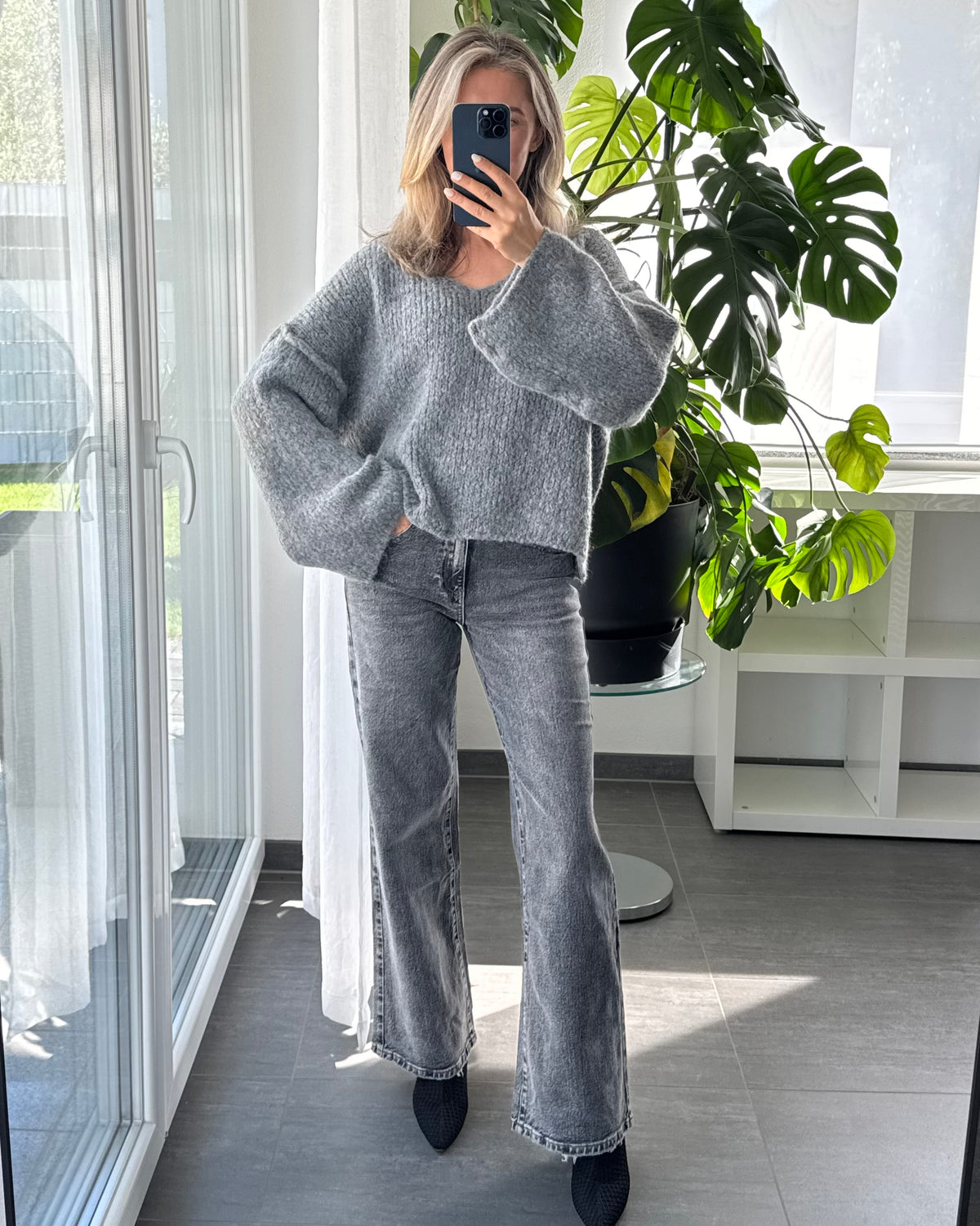 Strickpullover Fluffy grau