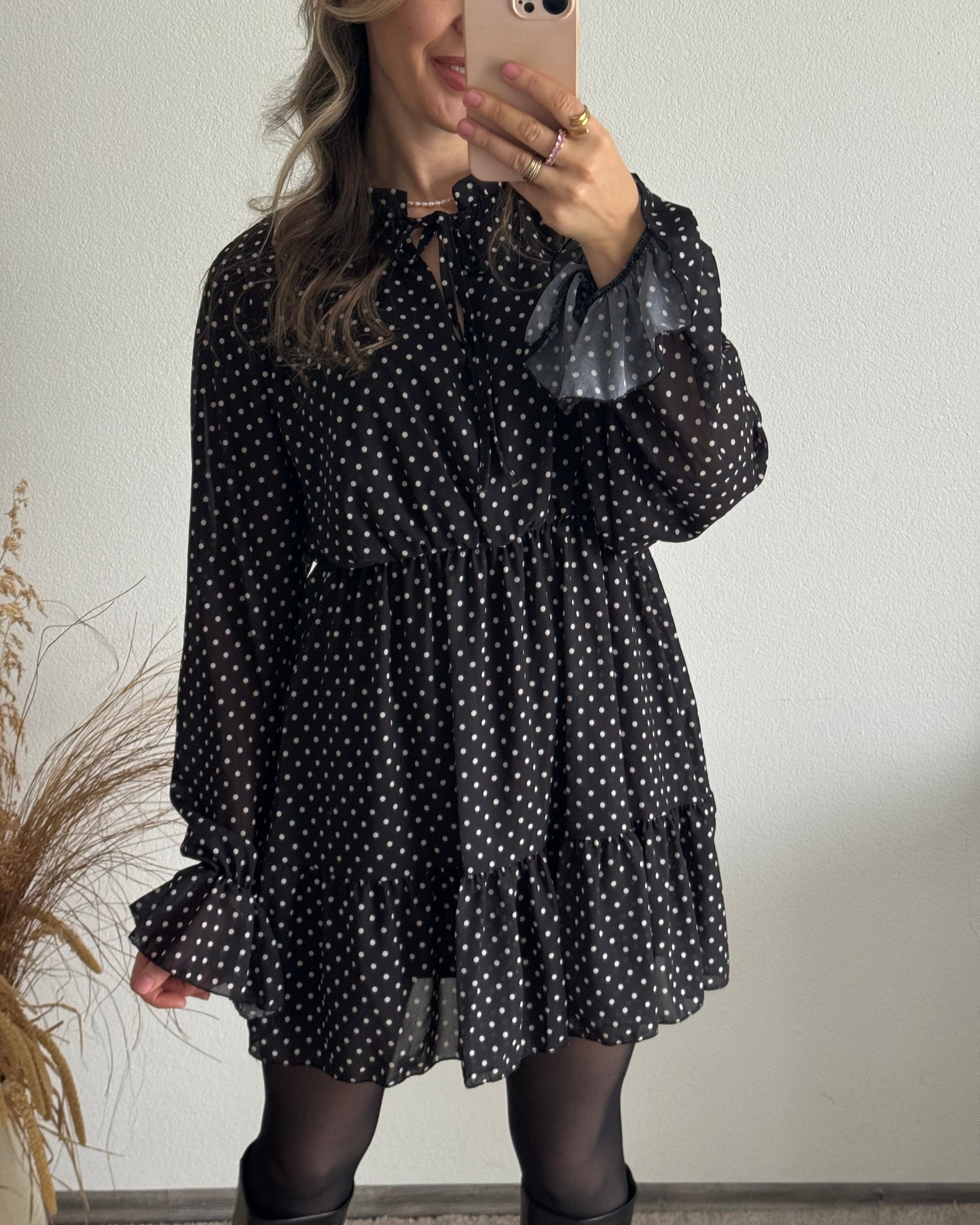 Kleid Polka Dot Schwarz