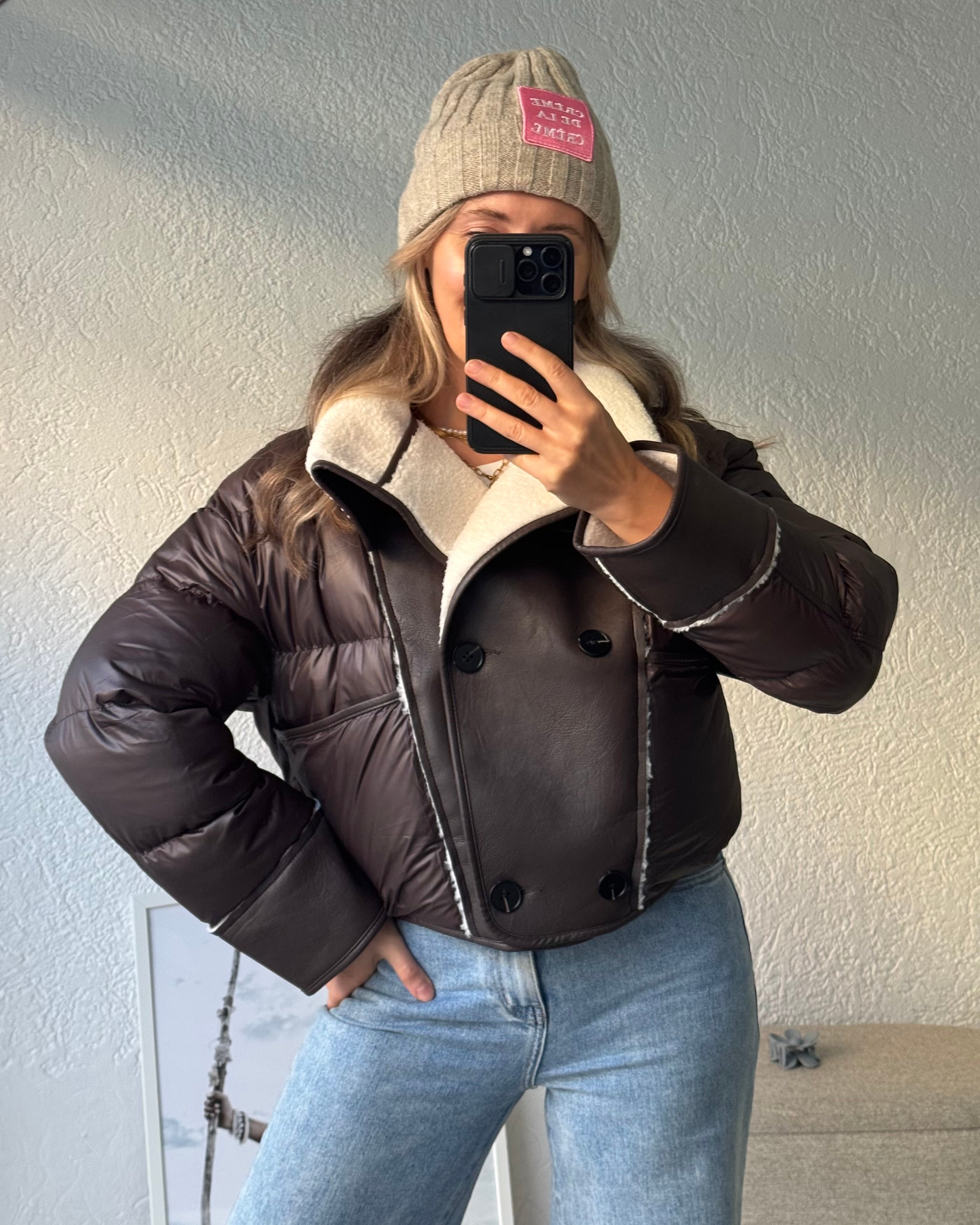 Jacke Material Collage braun