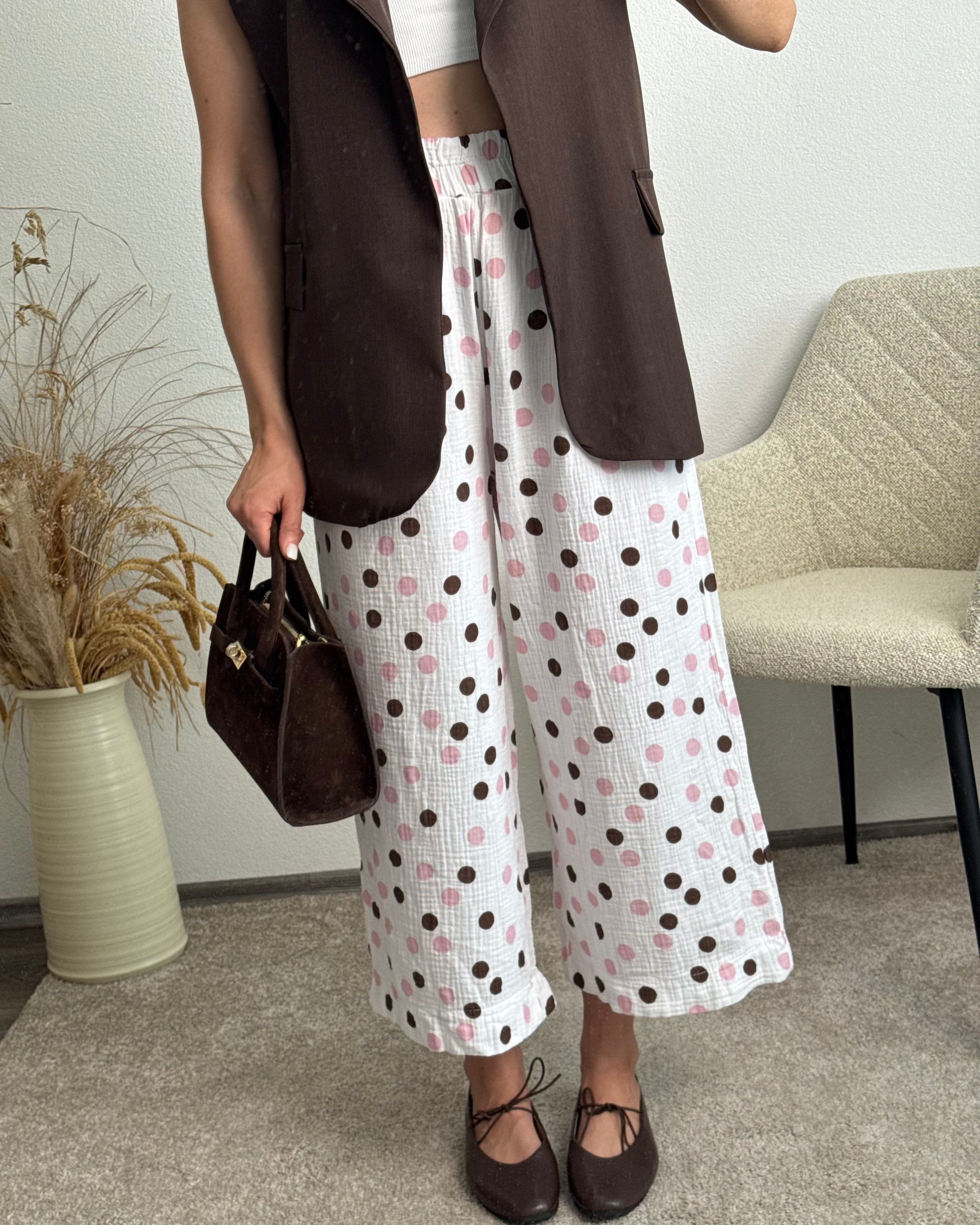Musselinhose Polka Dots Rosa