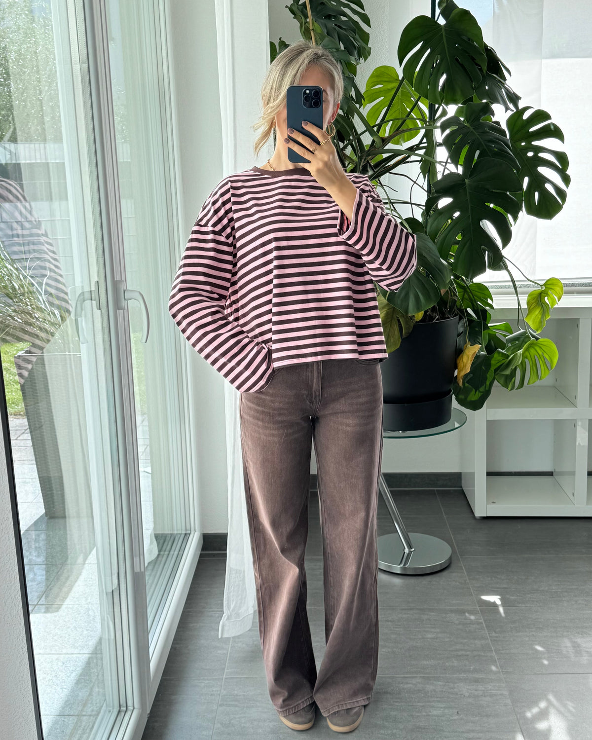 Wide leg stretch Jeans Dark Taupe