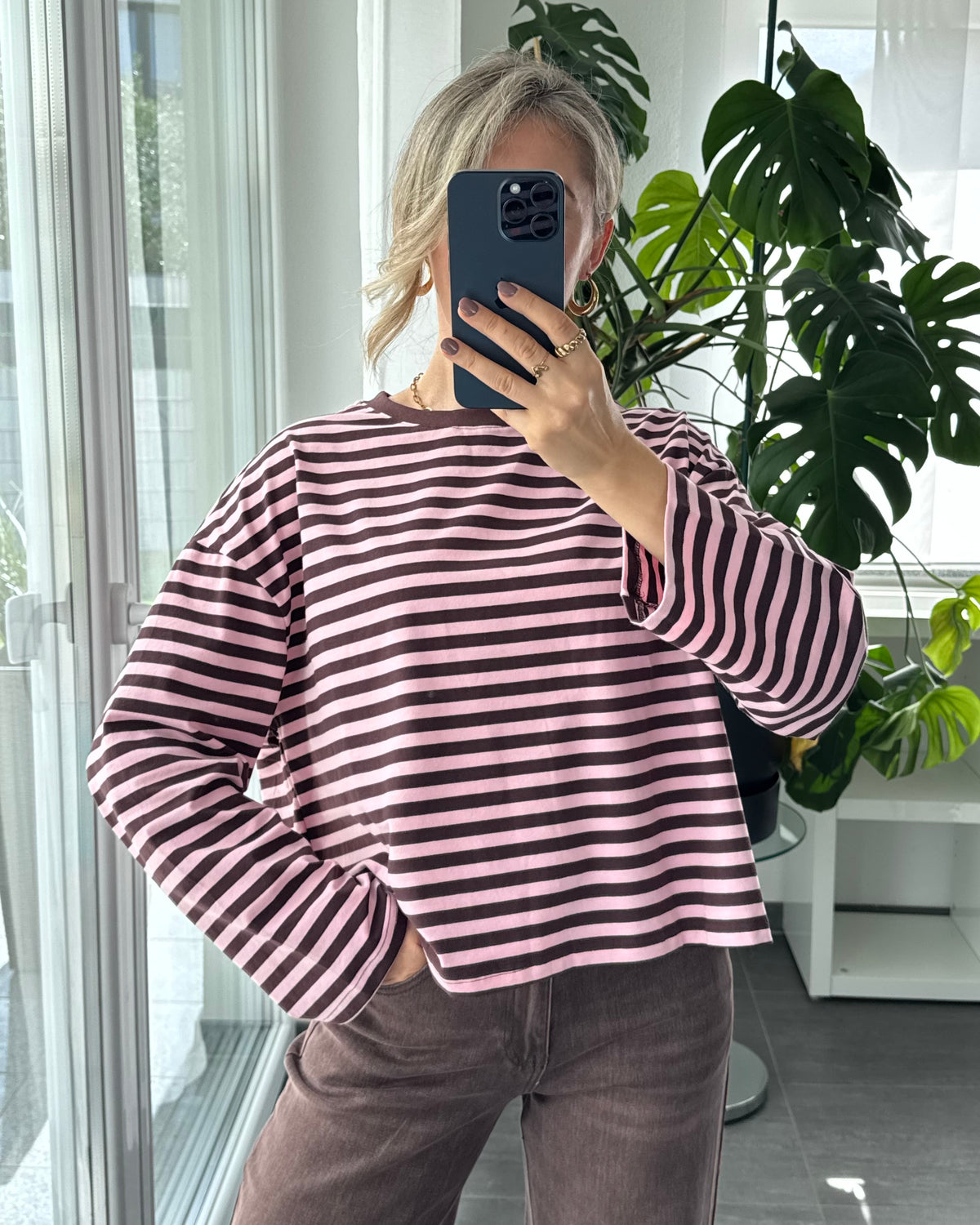 Oversize Stripe Shirt Choco Rosa