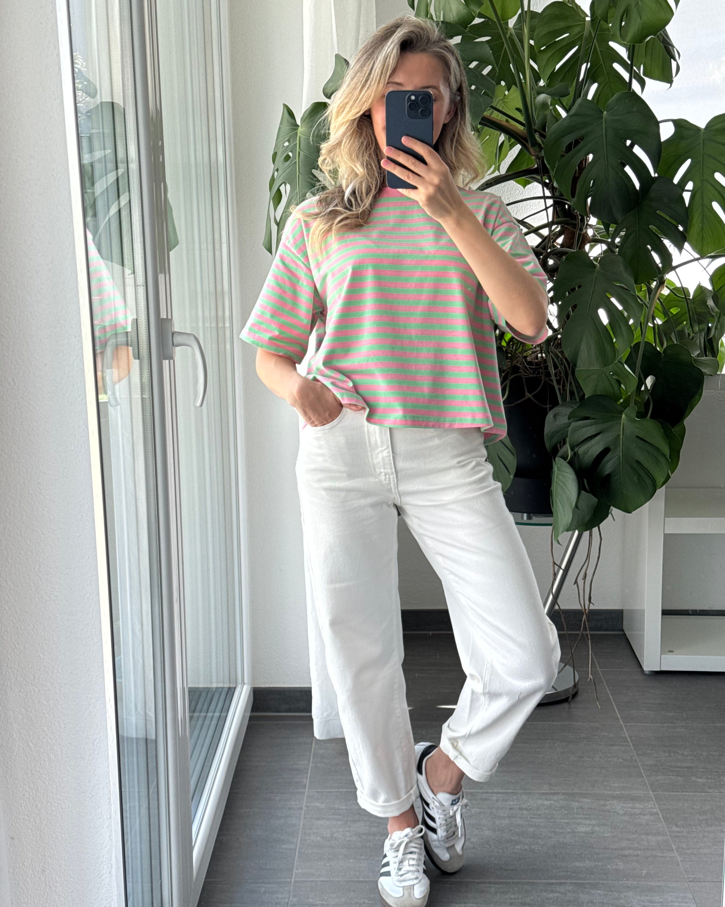 Shirt Summer Stripes Grün Rosa