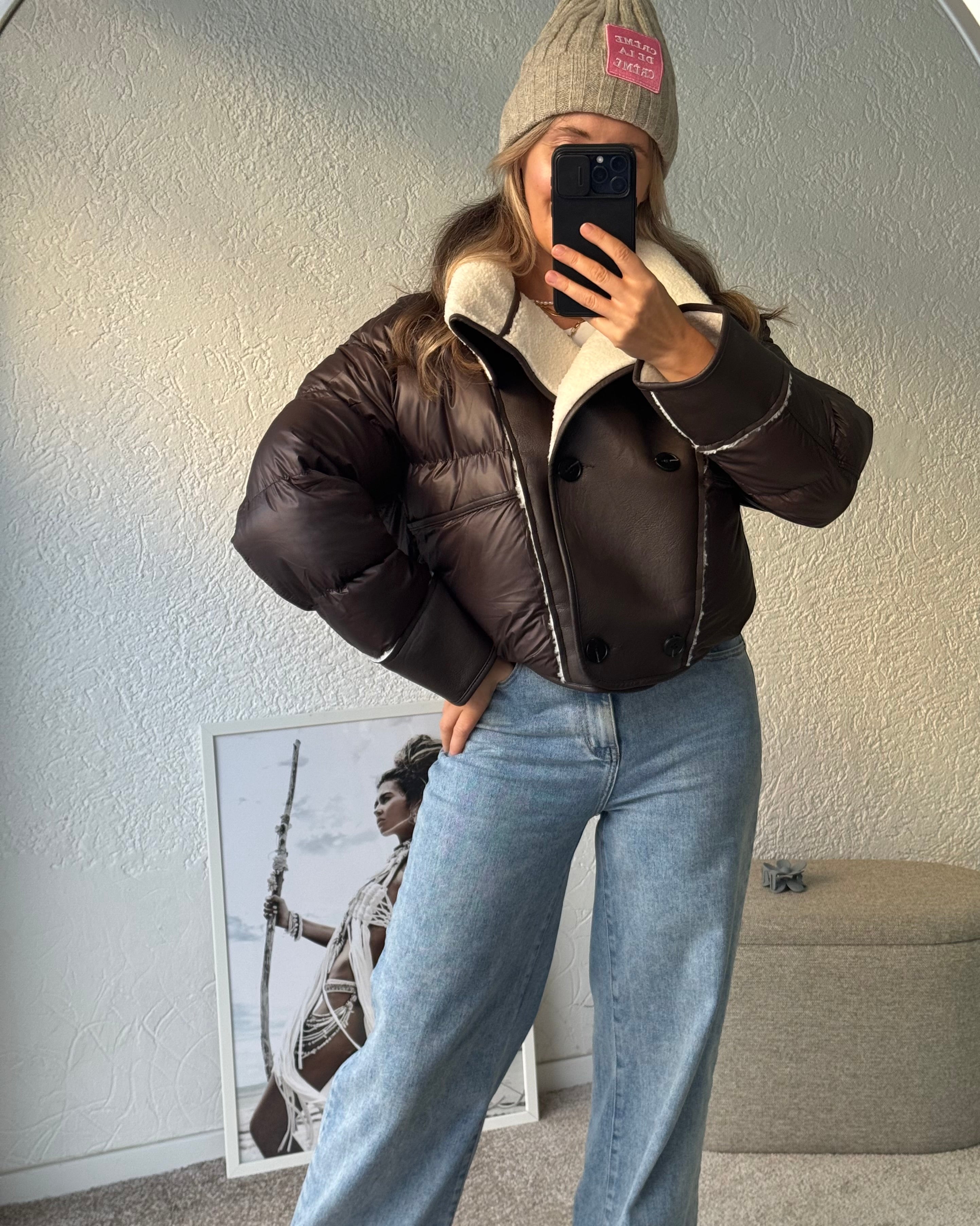 Jacke Material Collage braun