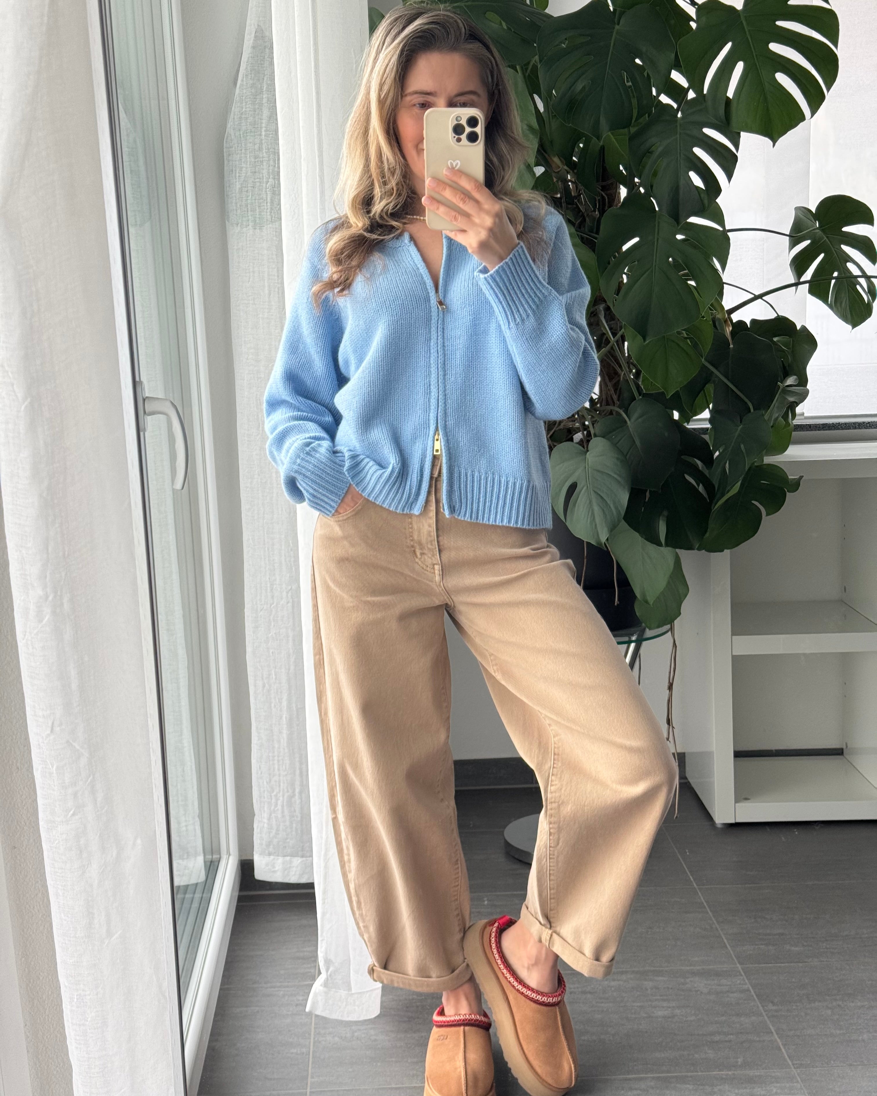 Zip Cardigan Blau