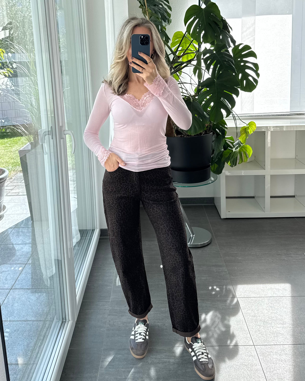 Kaschmir Longsleeve Spitze Rosa Premium-Qualität