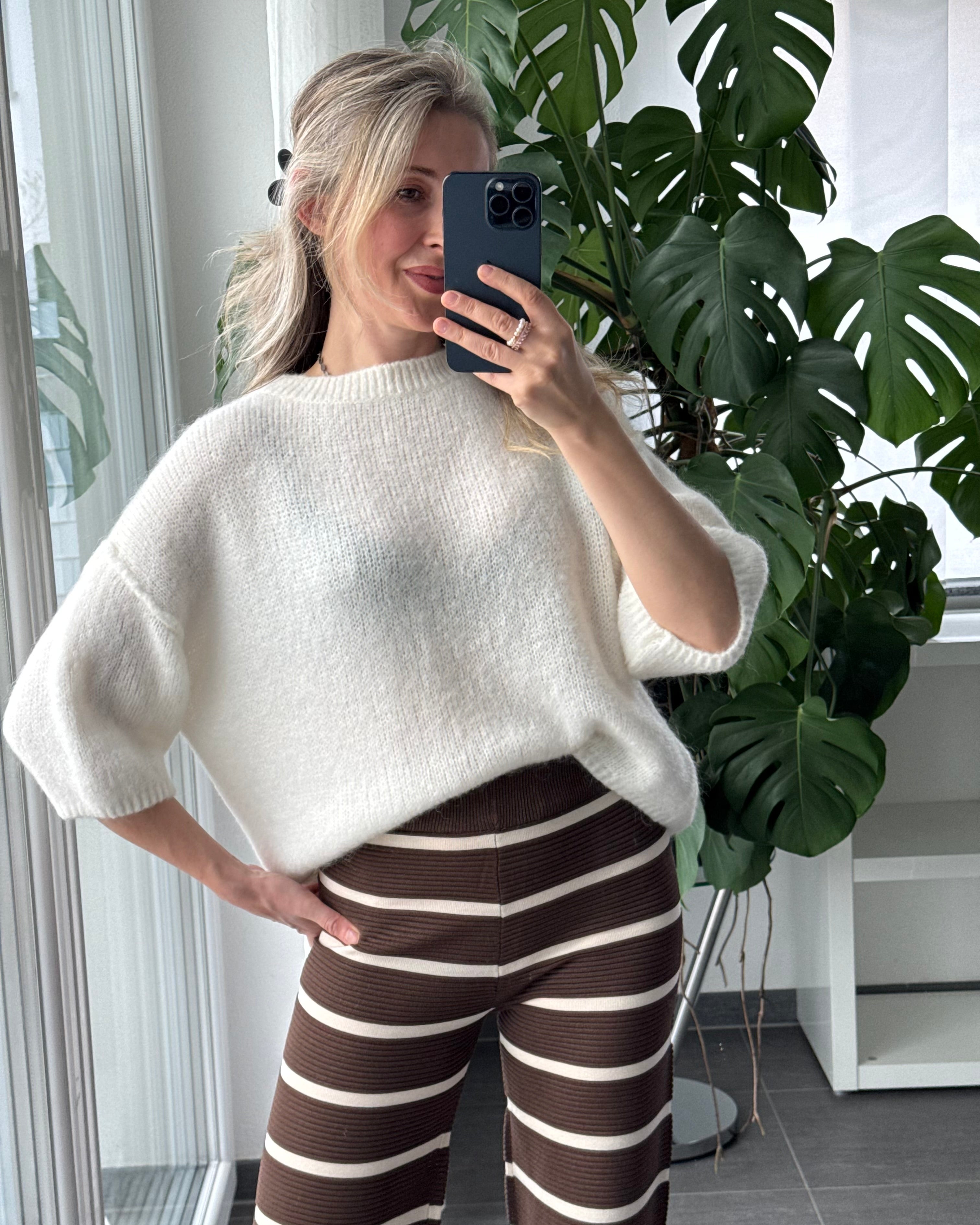 Kurzarm Pullover Weiß